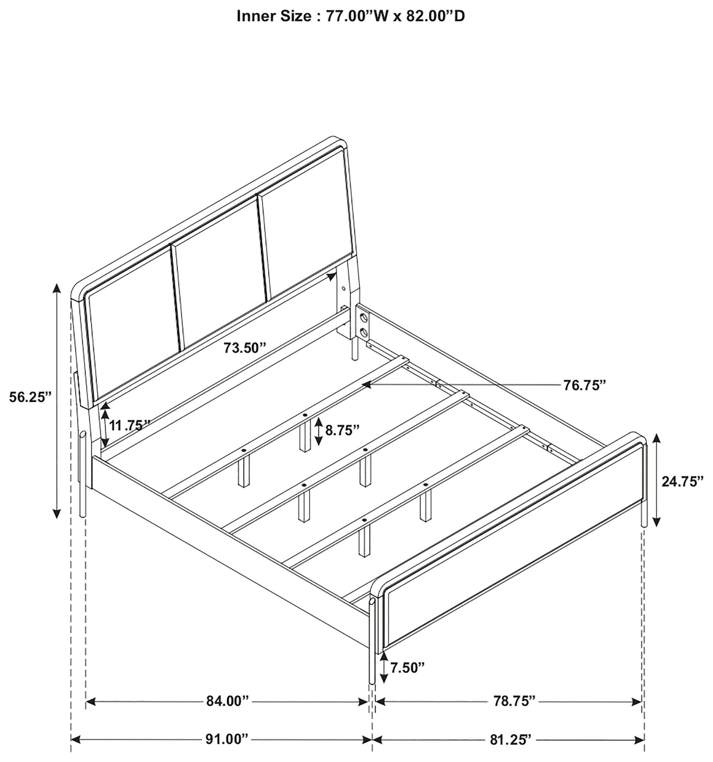 Arini Black and Cream King Upholstered Panel Bed