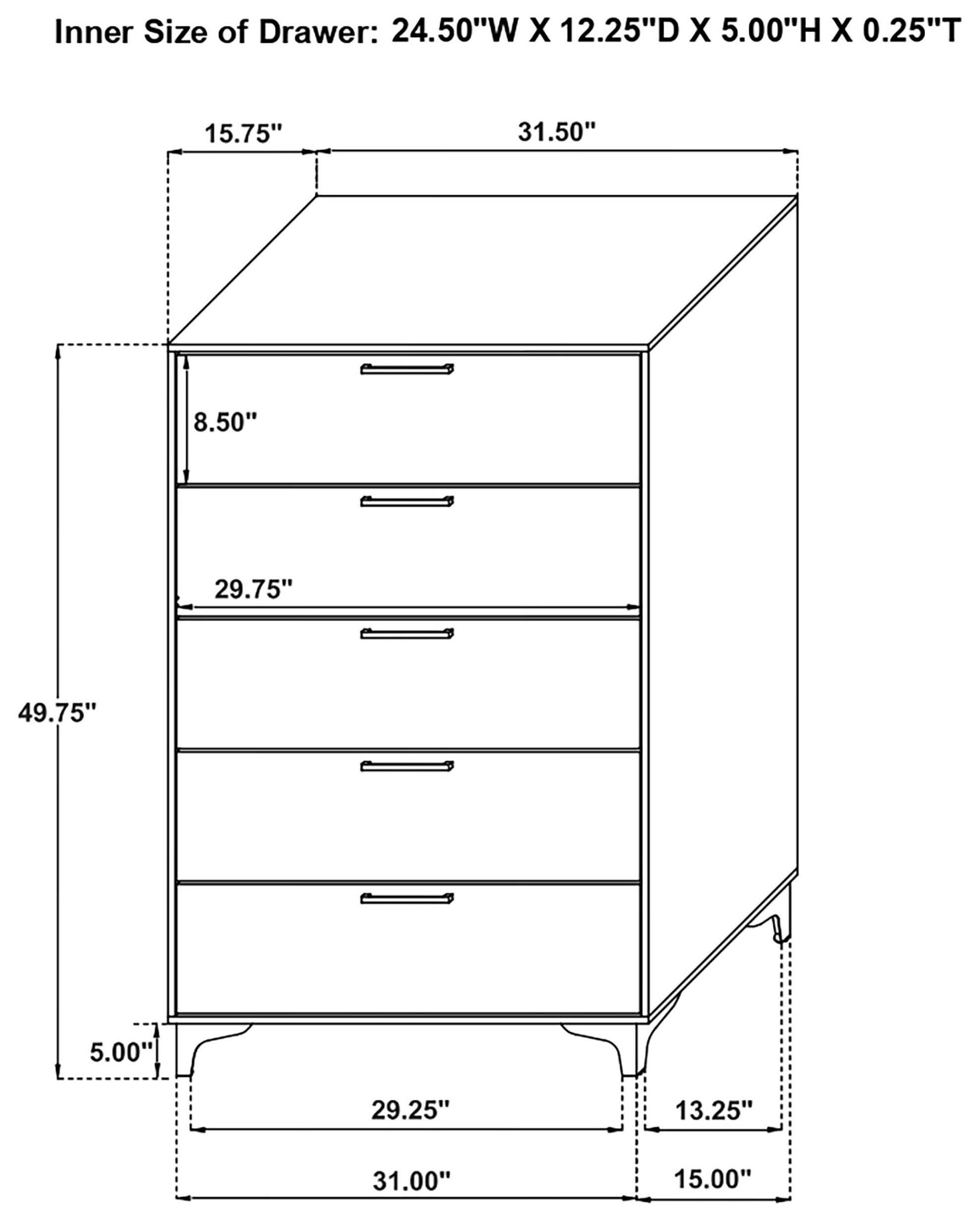 Kendall White 5 Drawer Chest