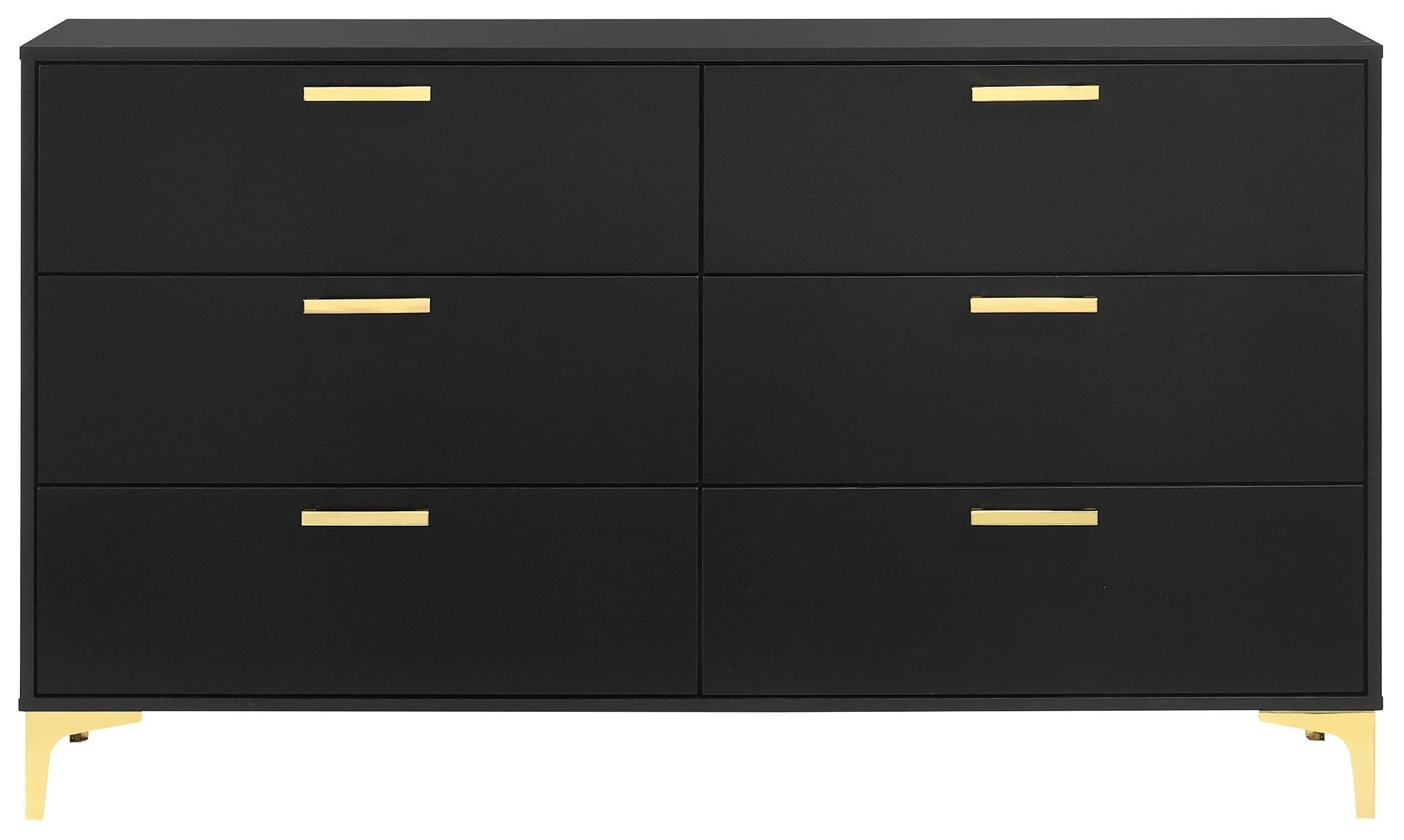 Kendall Black And Gold 6 Drawer Dresser From Coaster | Coleman