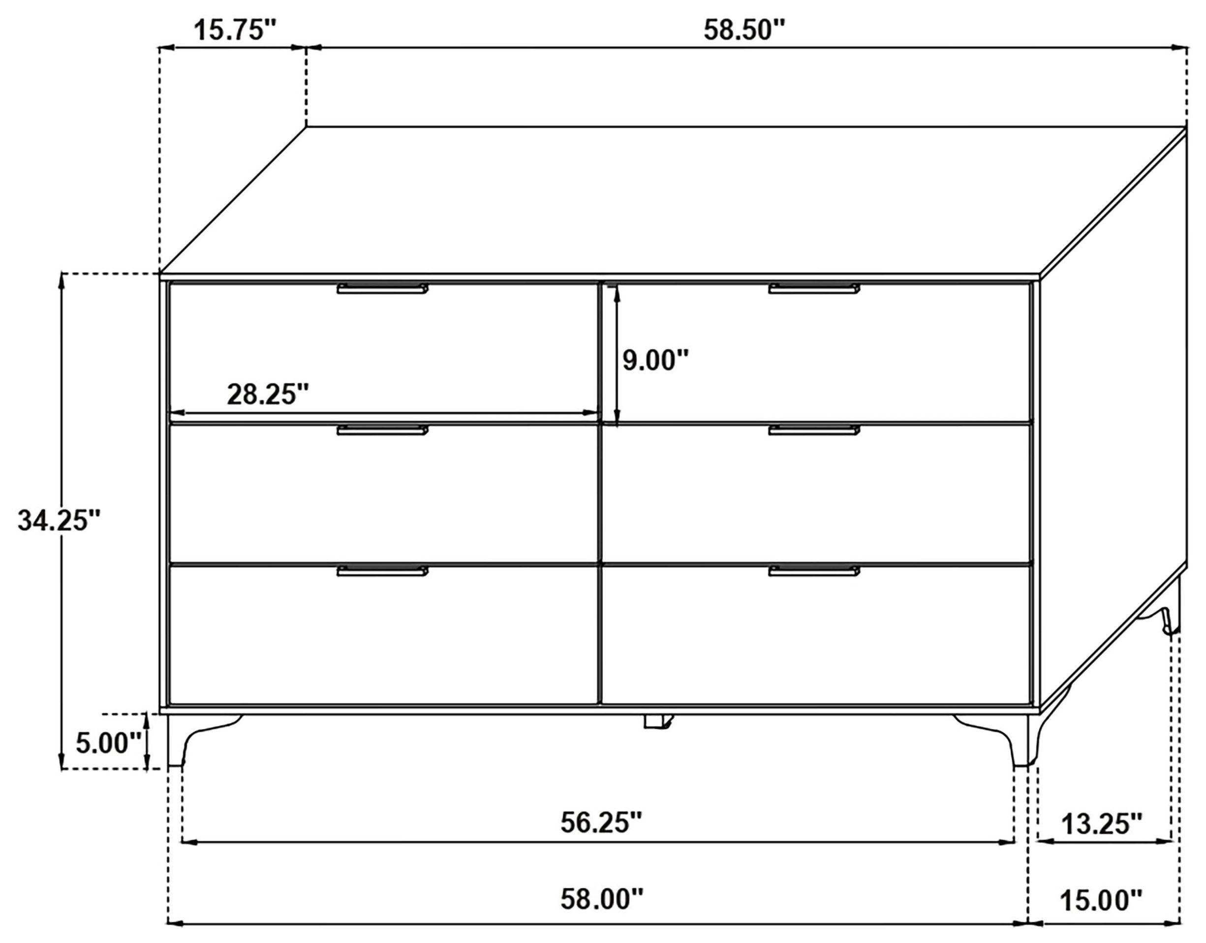 Kendall Black And Gold 6 Drawer Dresser
