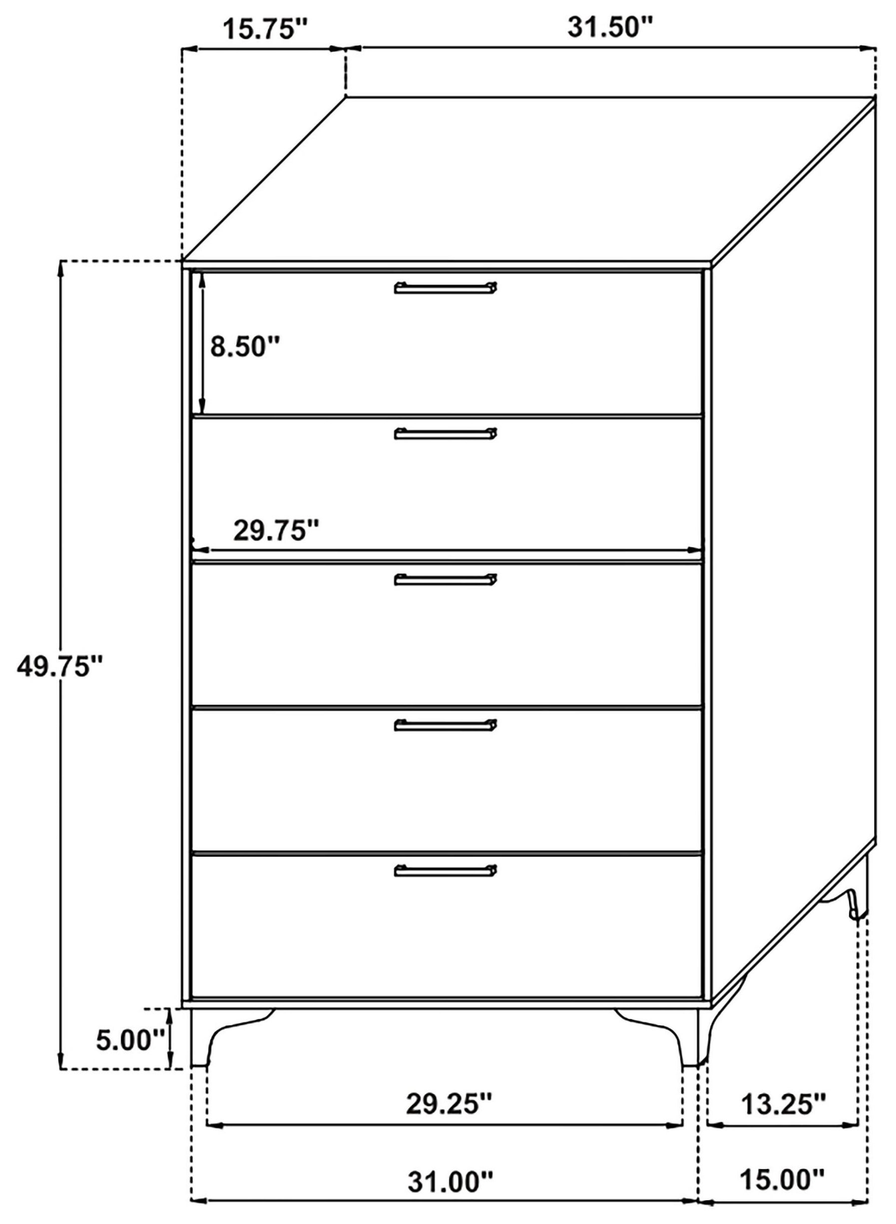 Kendall Black And Gold 5 Drawer Chest