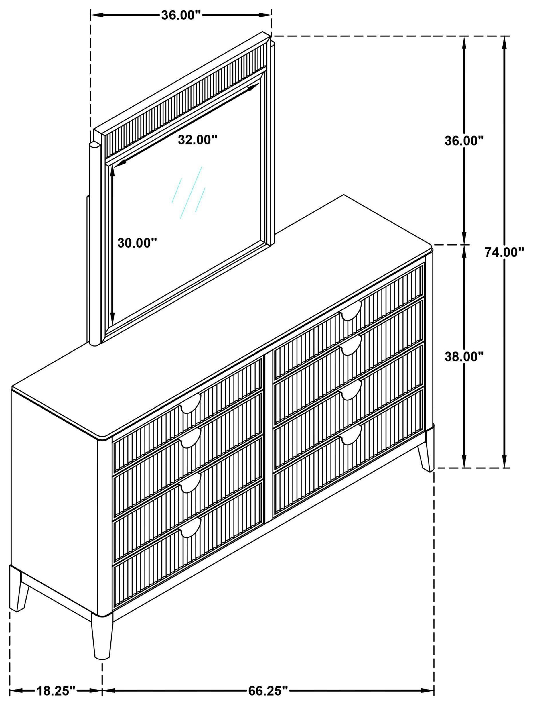 Brookmead Black 8 Drawer Dresser with Mirror