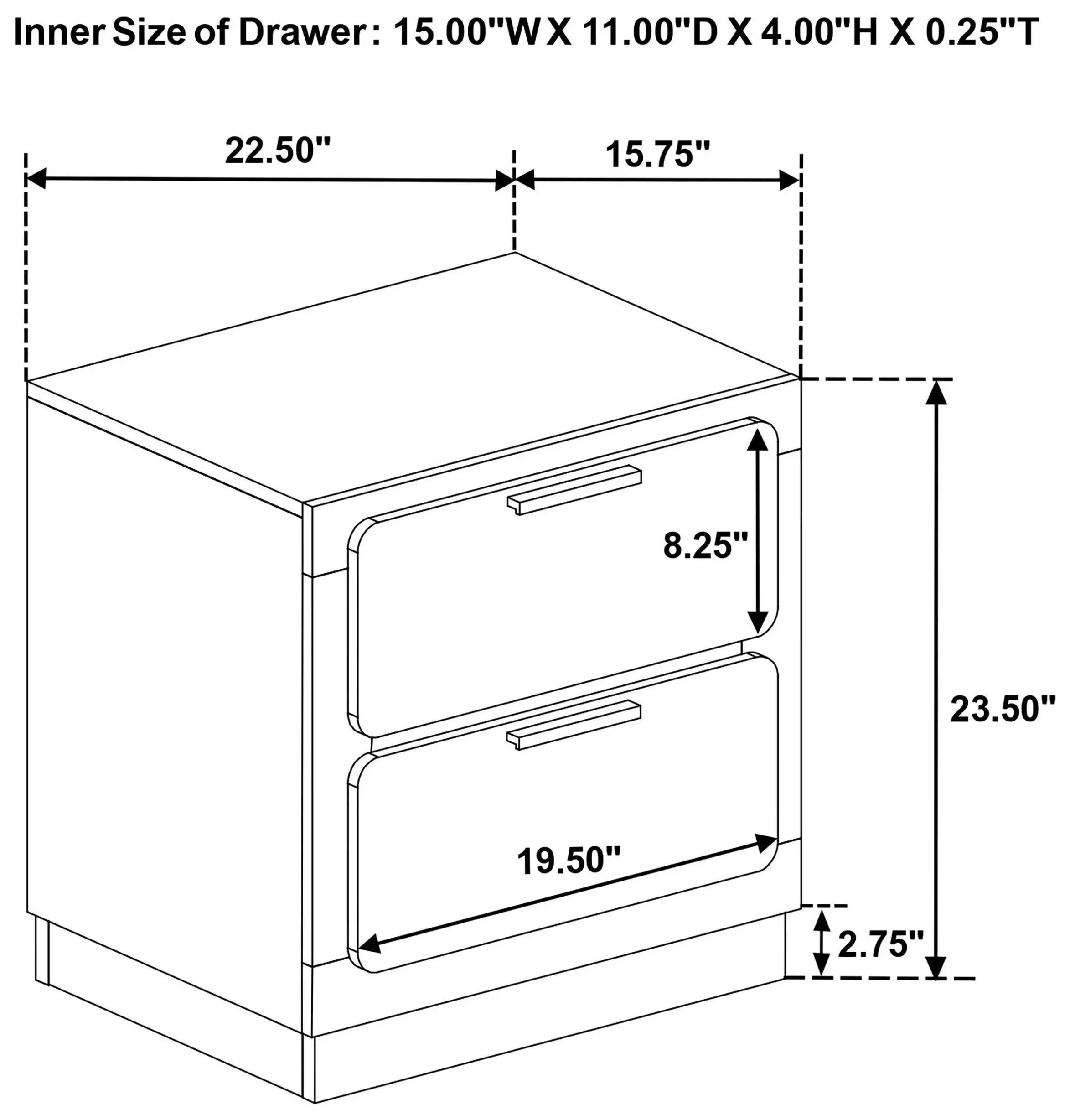 Caraway White 2 Drawer Nightstand
