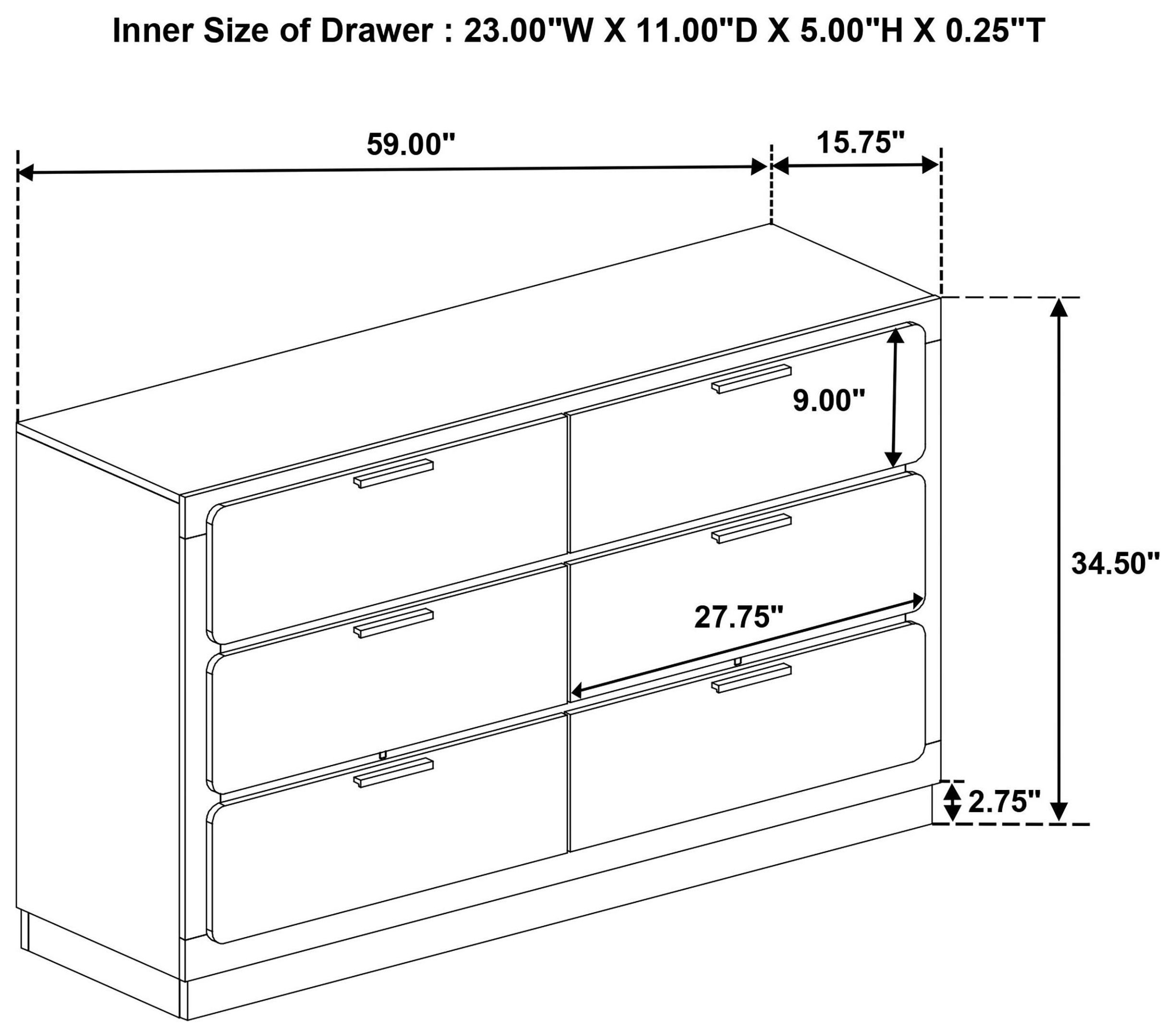 Caraway White 6 Drawer Dresser