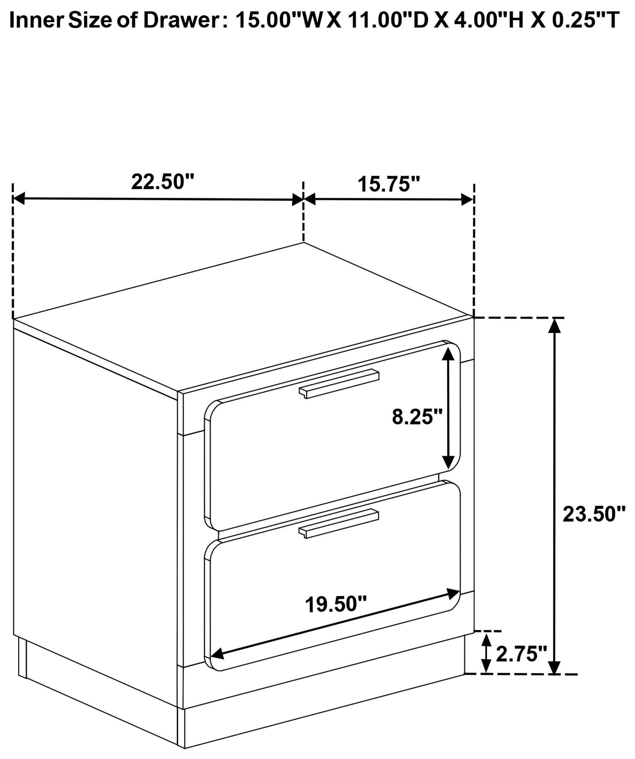 Caraway Black 2 Drawer Nightstand