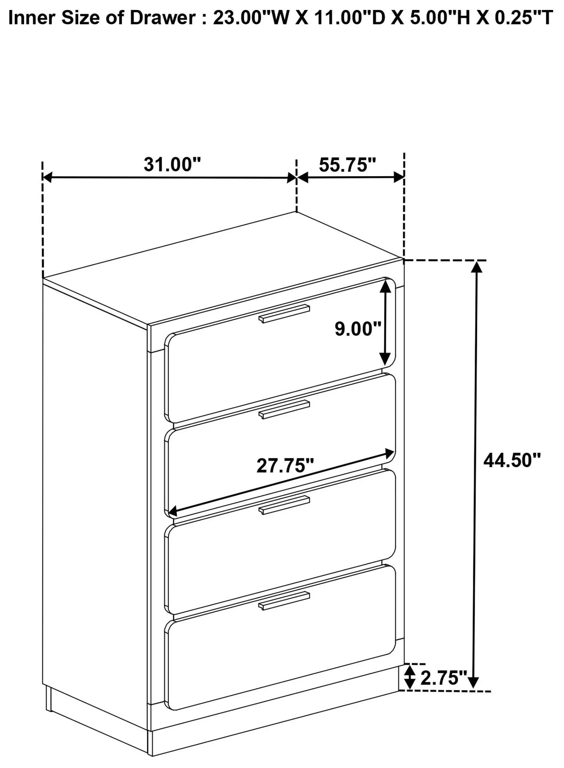 Caraway Black 4 Drawer Chest