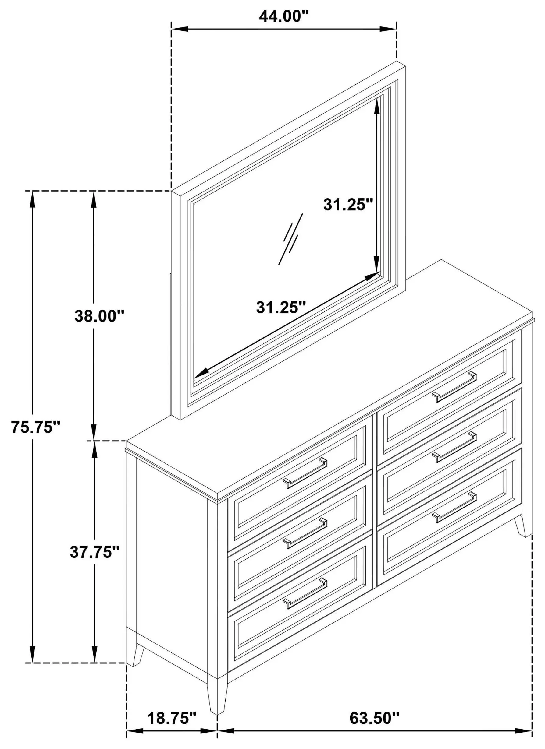 Marielle Distressed White Dresser With Mirror