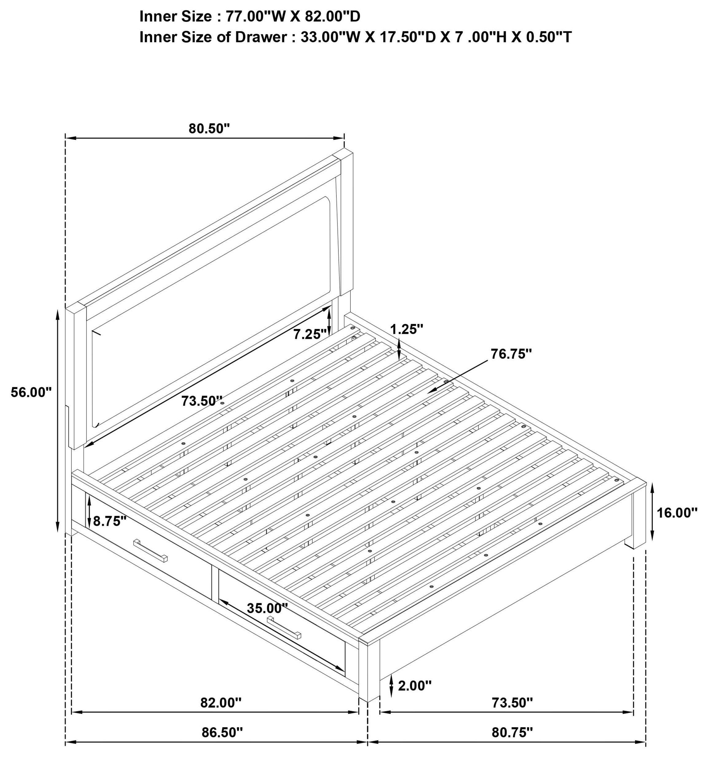 Kenora Barley Brown King Upholstered Platform Storage Bed