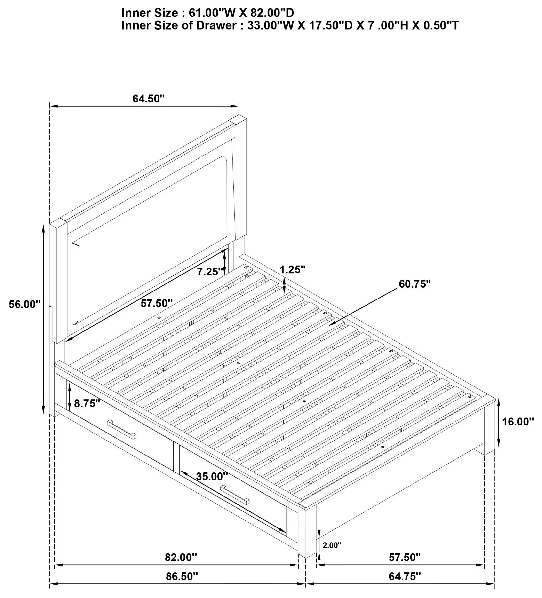 Kenora Barley Brown Queen Upholstered Platform Storage Bed