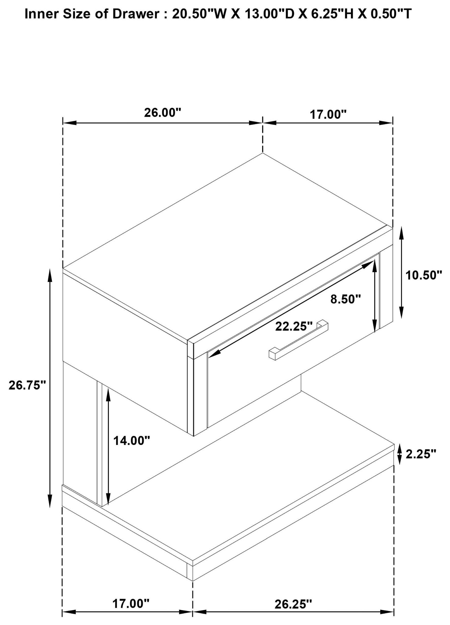 Kenora Barley Brown 1 Drawer Nightstand
