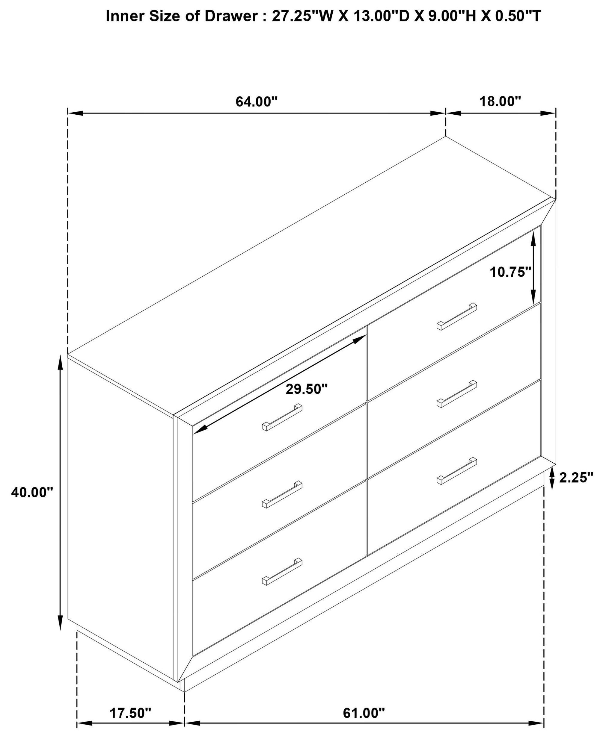 Kenora Barley Brown 6 Drawer Dresser