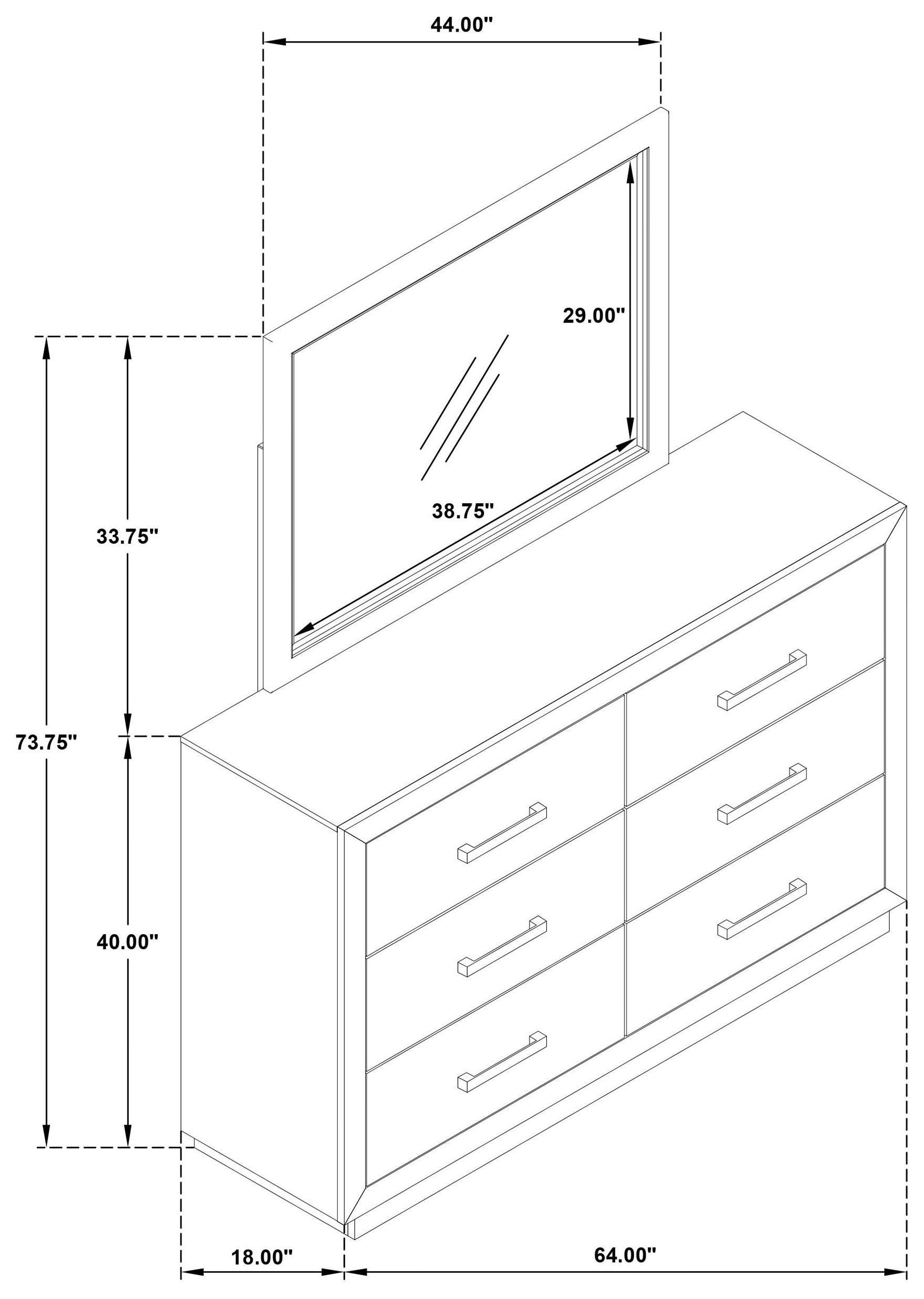 Kenora Barley Brown 6 Drawer Dresser With Mirror
