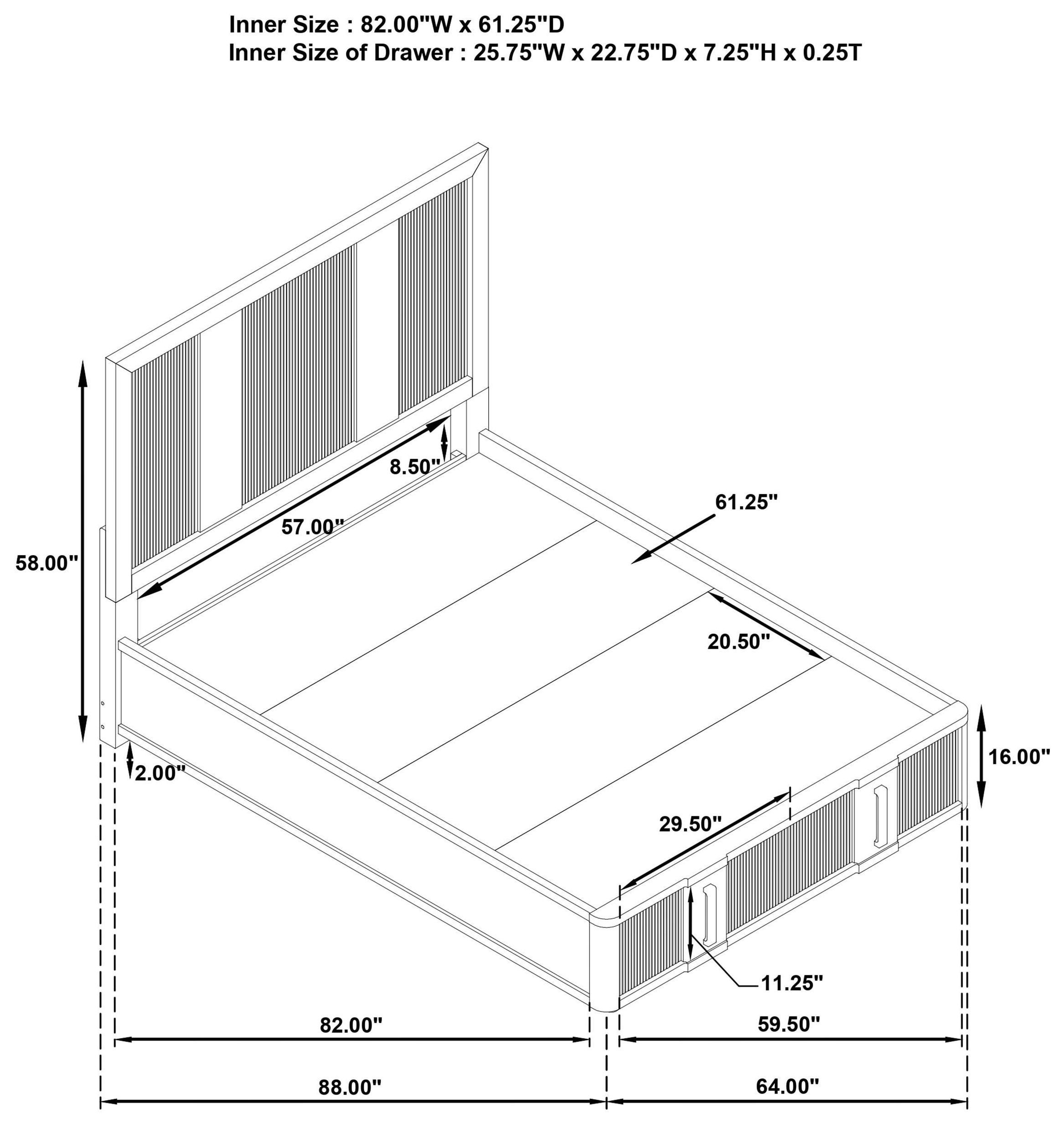 Terrace Ash Brown Queen Platform Storage Bed