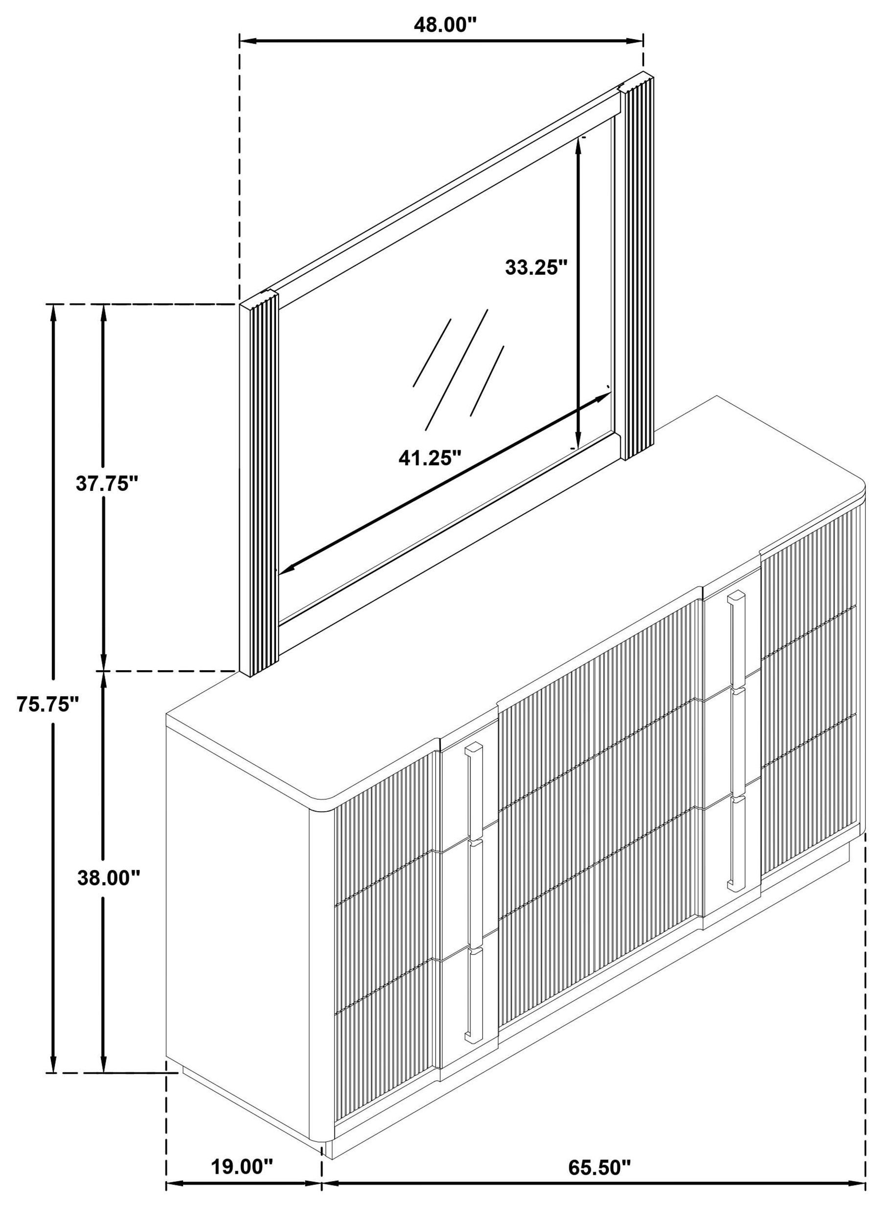 Terrace Ash Brown 6 Drawer Dresser With Mirror