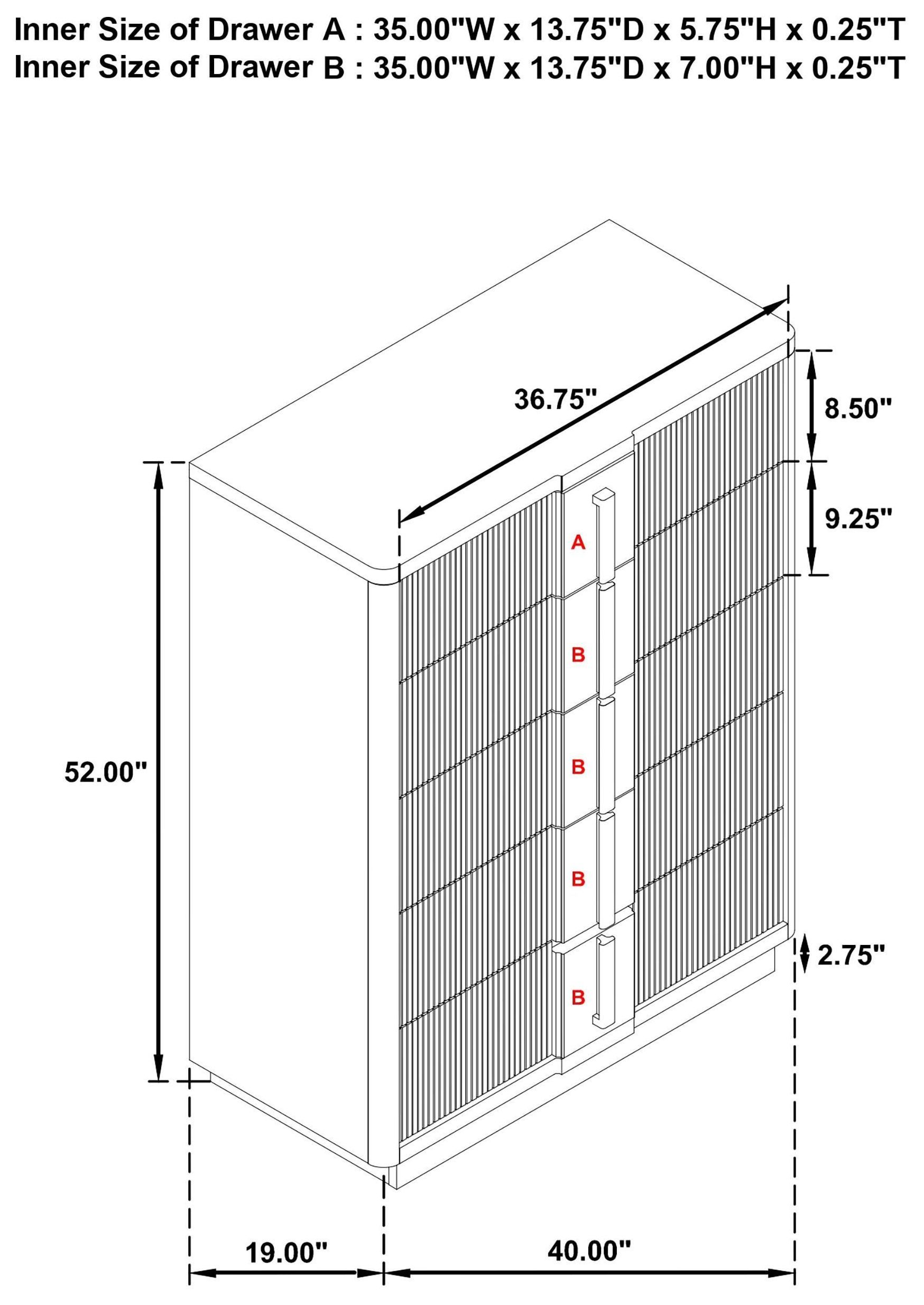 Terrace Ash Brown 5 Drawer Chest