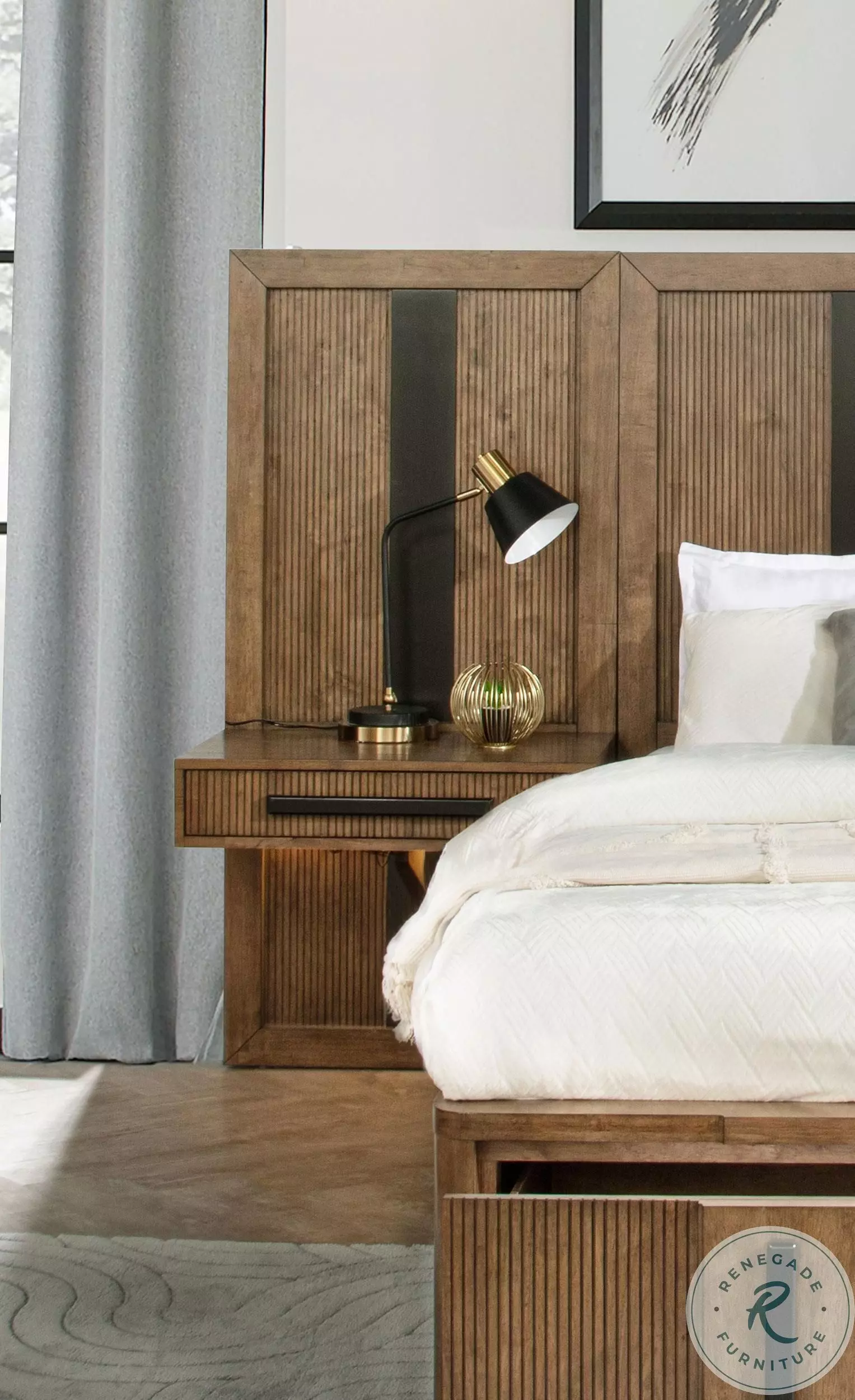 トレヴァ－・ブラウン Terrace Ash Brown Wall Bed Panel With Nightstand From Coaster
