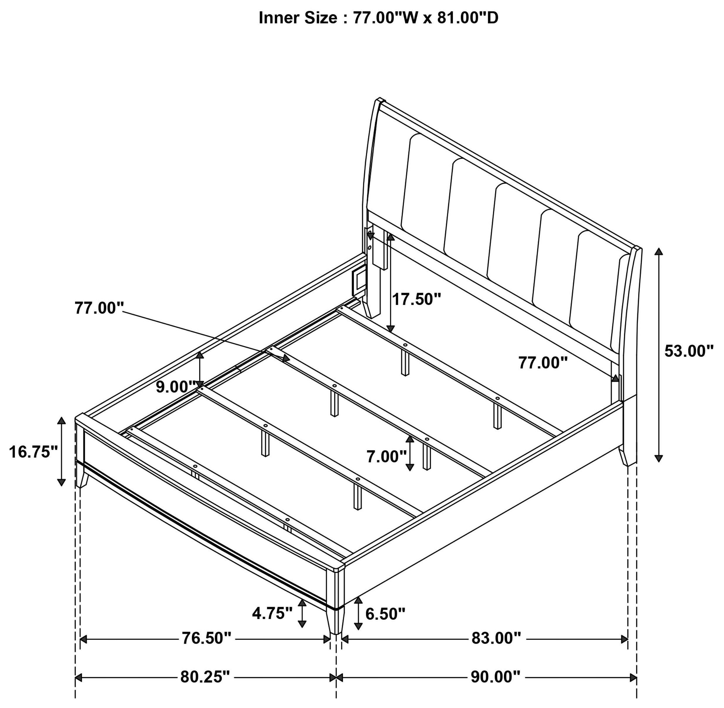 Granada Natural Pine King Upholstered Panel Bed