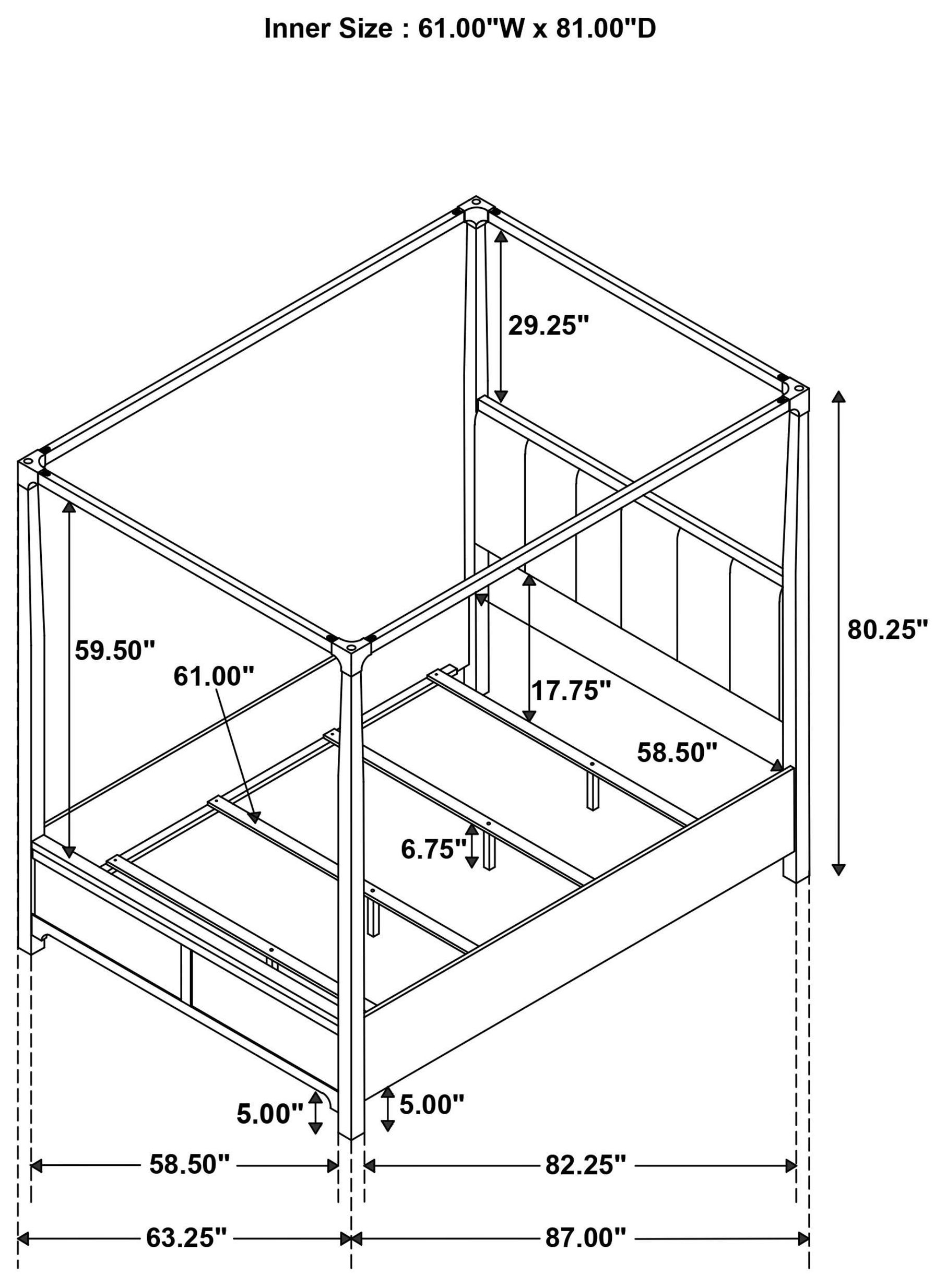 Gran Park Dark Cocoa Queen Upholstered Canopy Bed