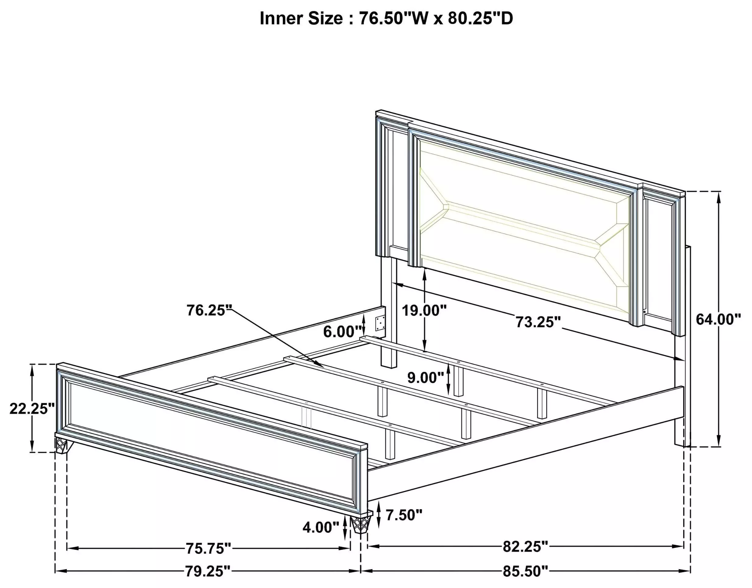 Marmore White King Panel Bed