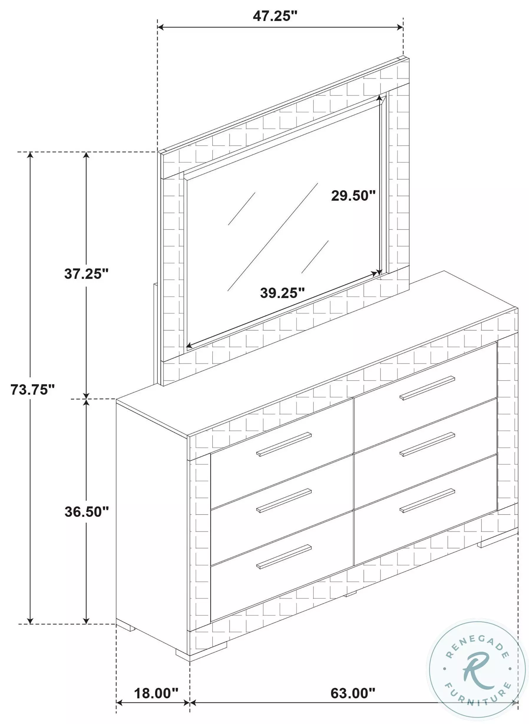 Ives Gray High Gloss Dresser With Mirror