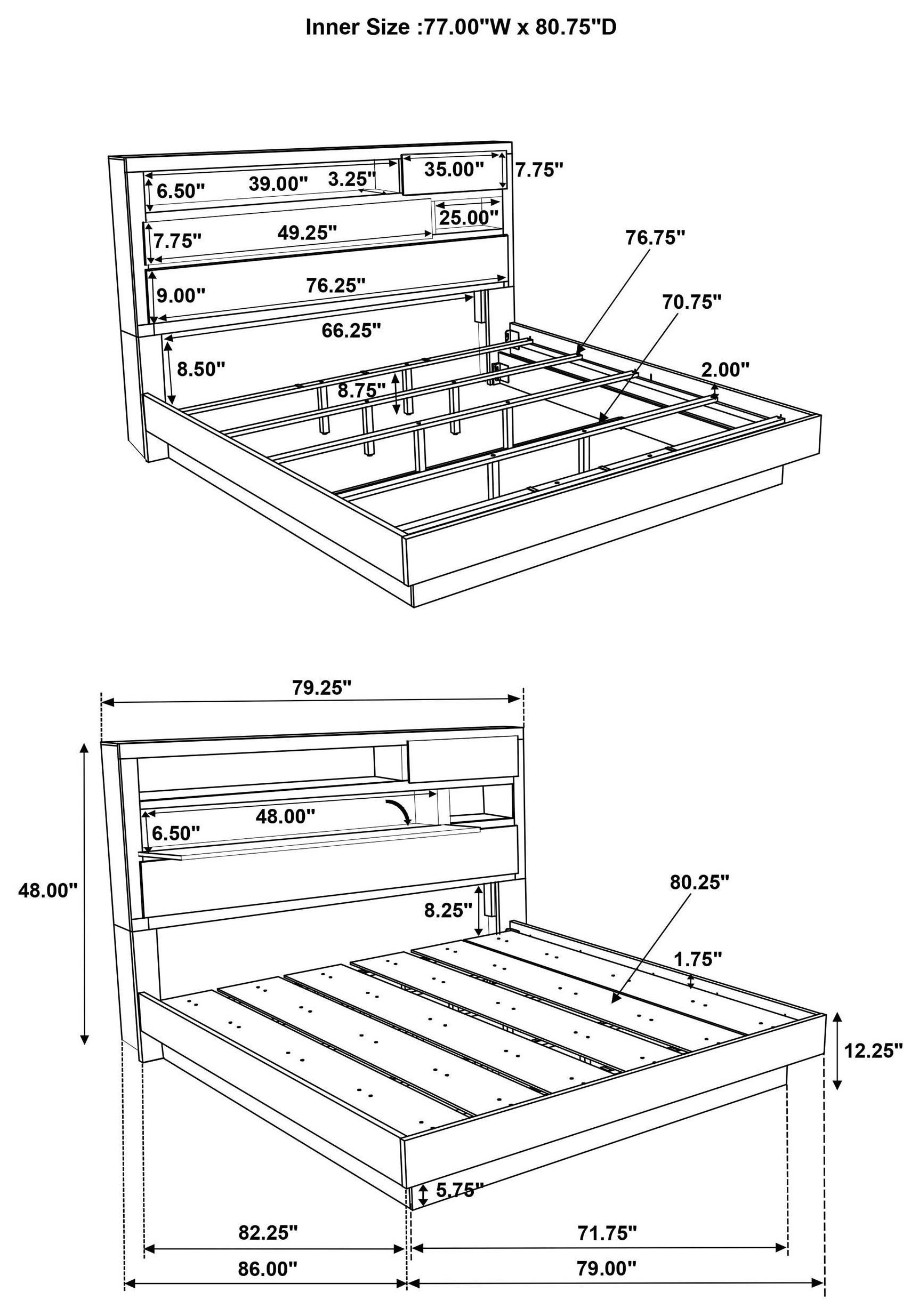 Fenwick Gray Oak And Almond King Bookcase Platform Bed