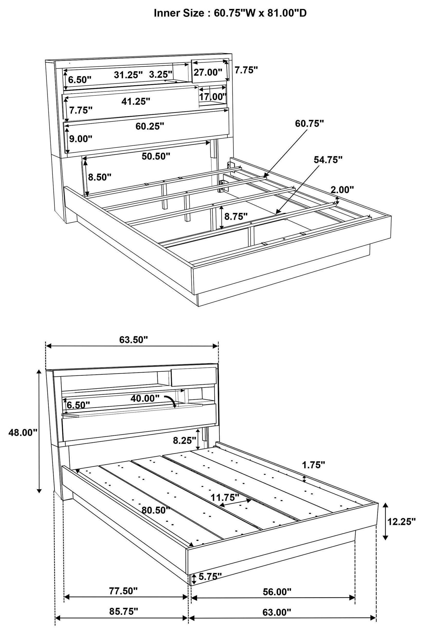 Fenwick Gray Oak And Almond Queen Bookcase Platform Bed