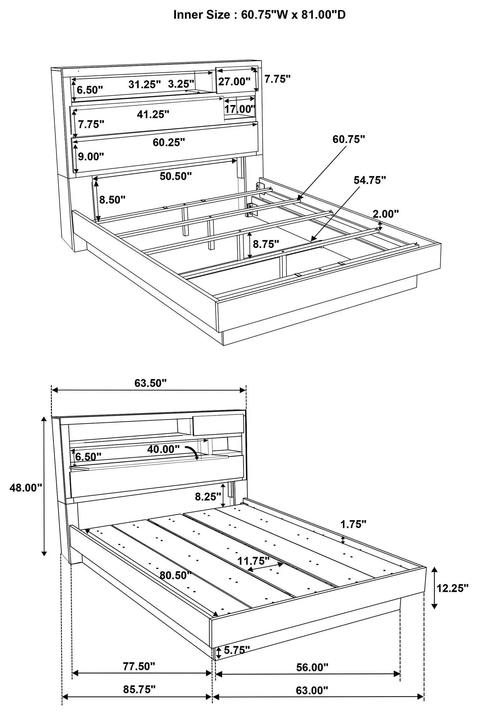 Fenwick Gray Oak And Almond Queen Bookcase Platform Bed