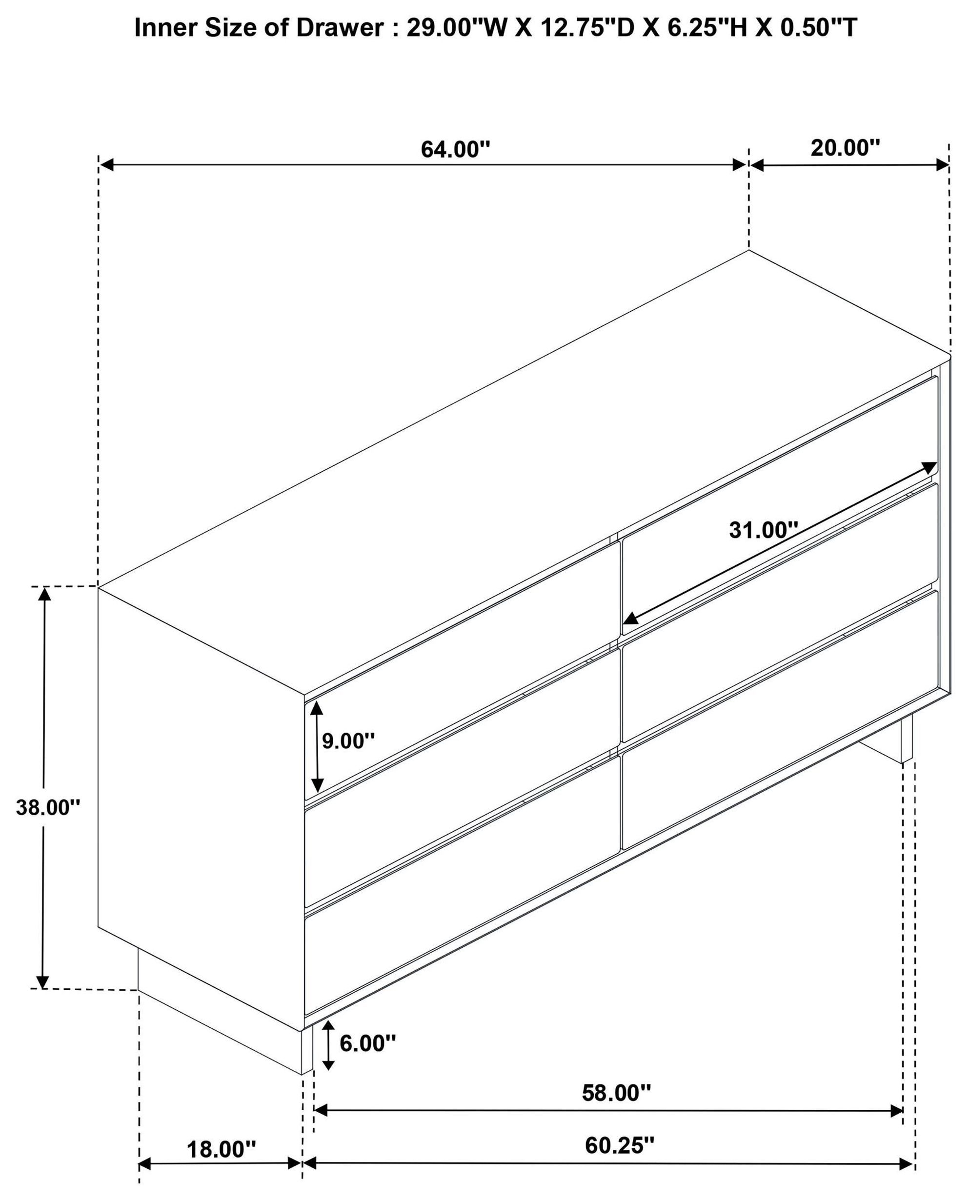 Glenwood Warm Brown 6 Drawer Dresser