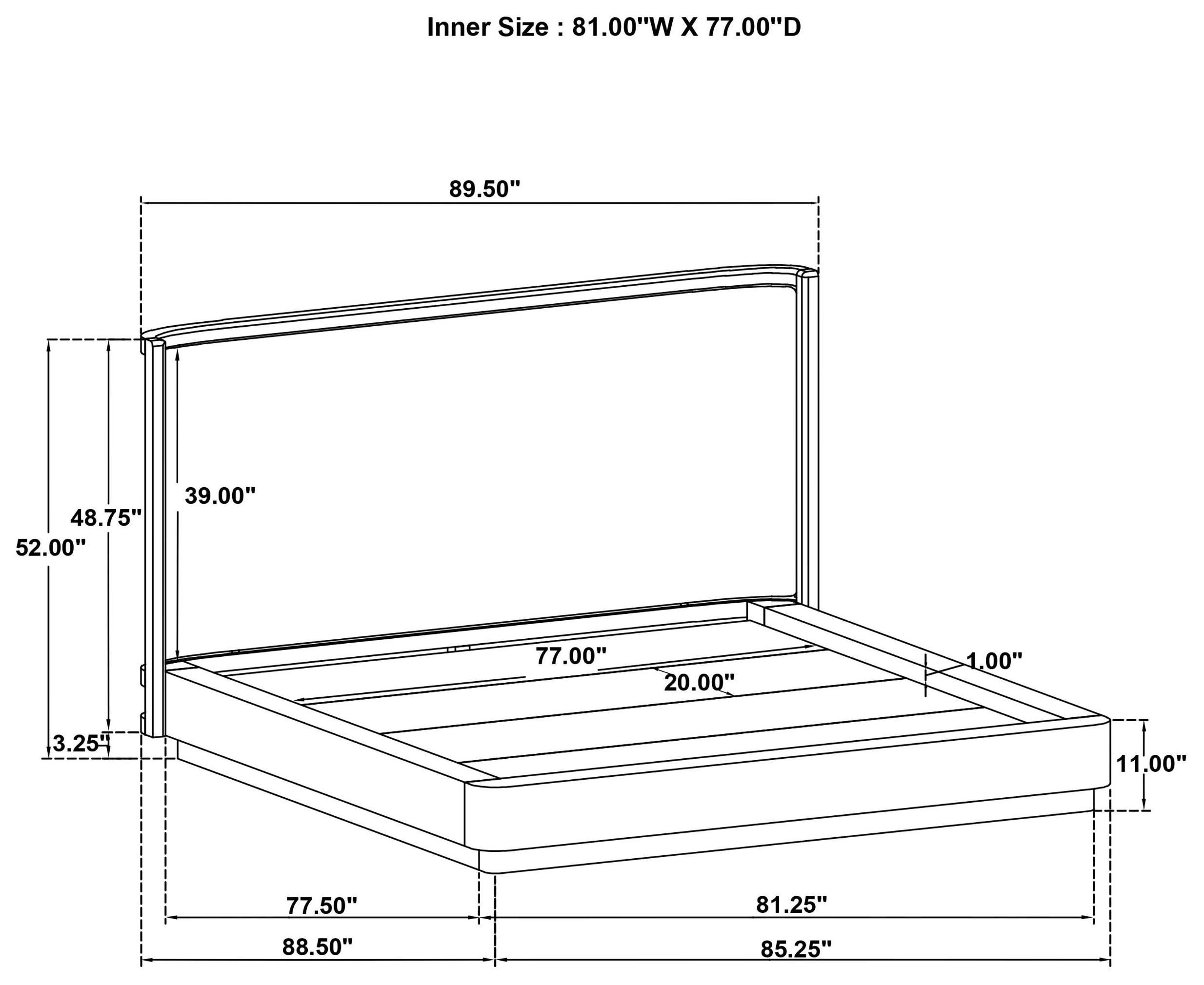Kailani Beige Oak King Wingback Platform Bed