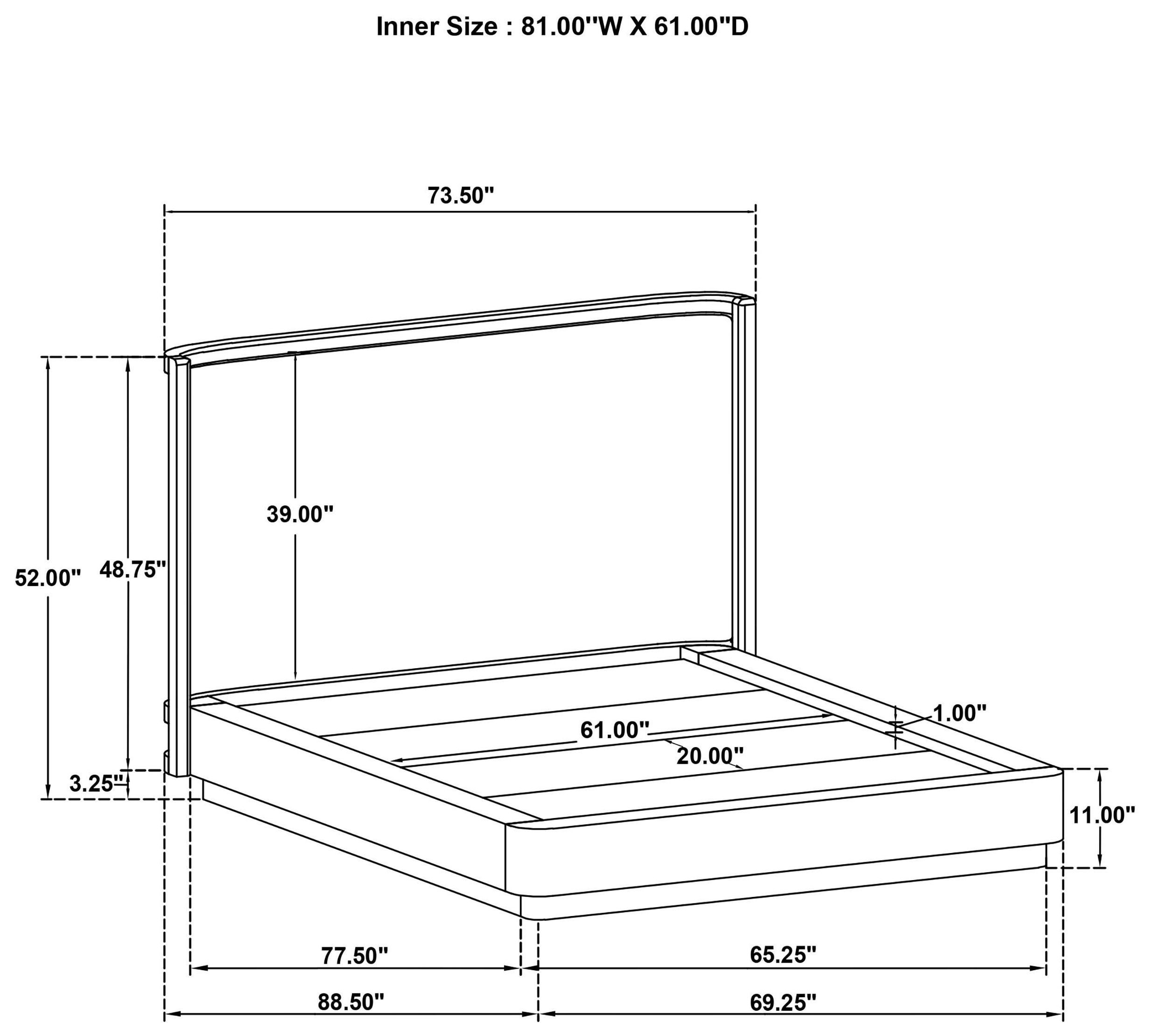 Kailani Beige Oak Queen Wingback Upholstered Platform Bed
