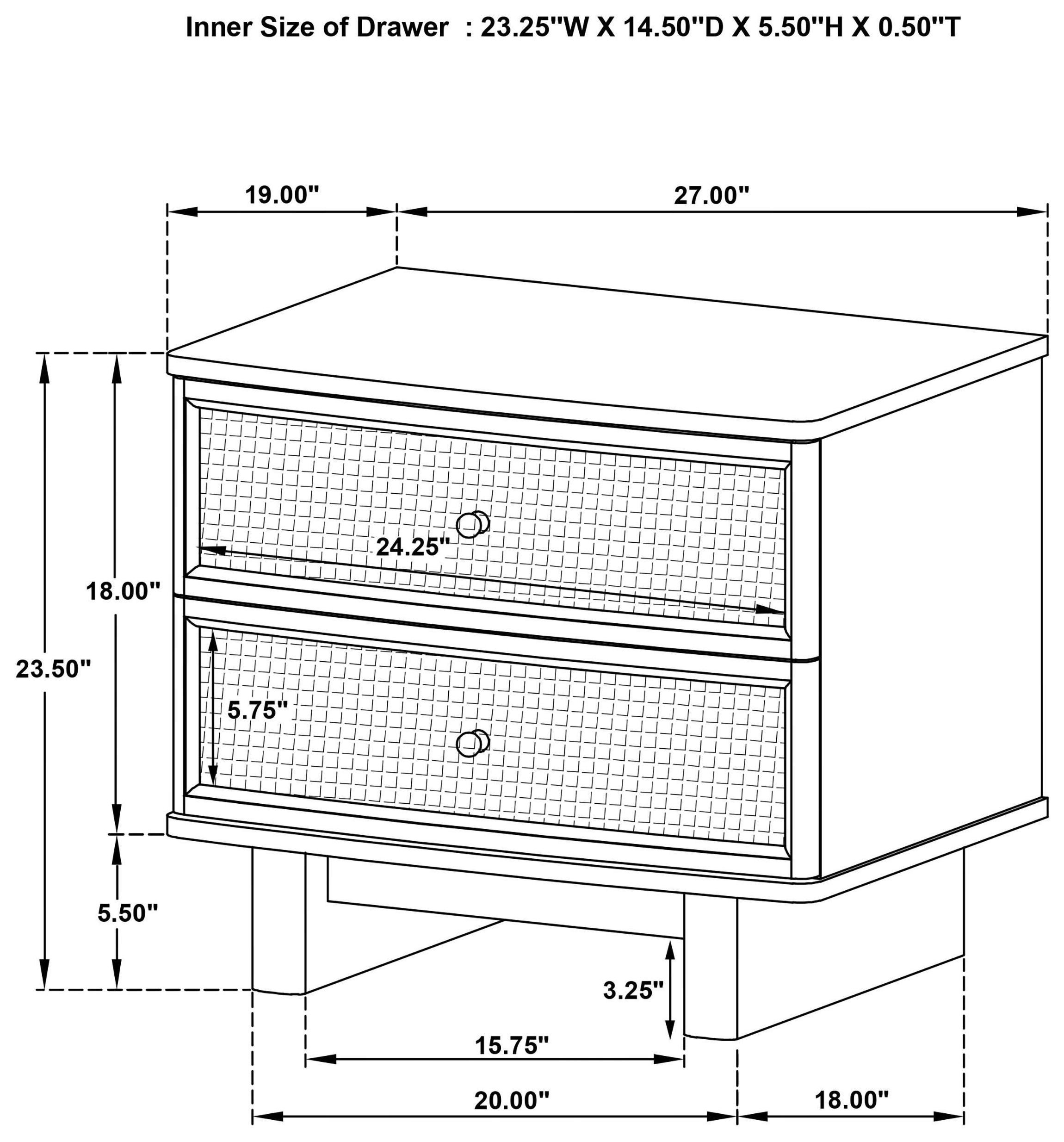 Kailani Beige Oak 2 Drawer Nightstand