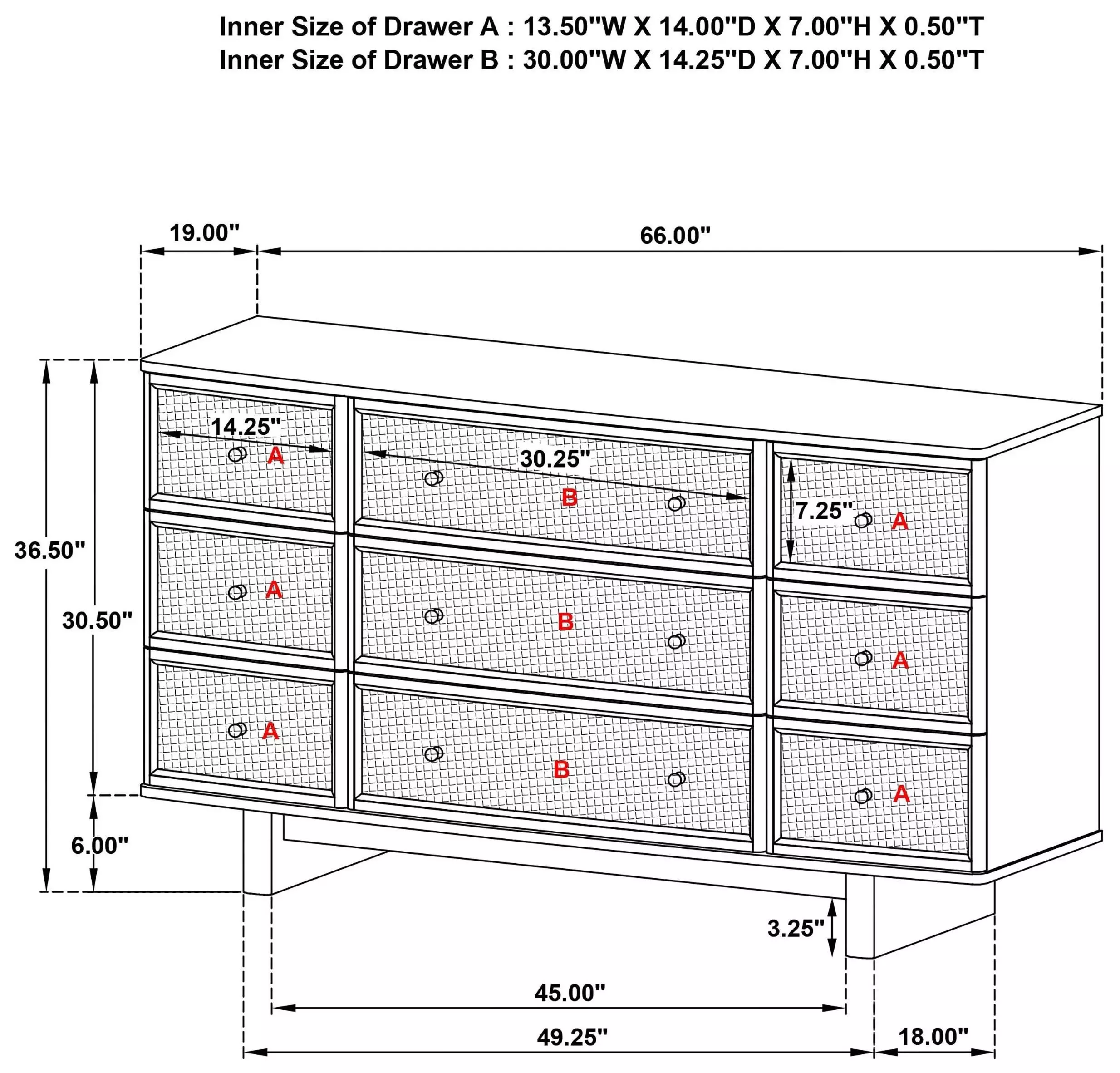 Kailani Beige Oak 9 Drawer Dresser