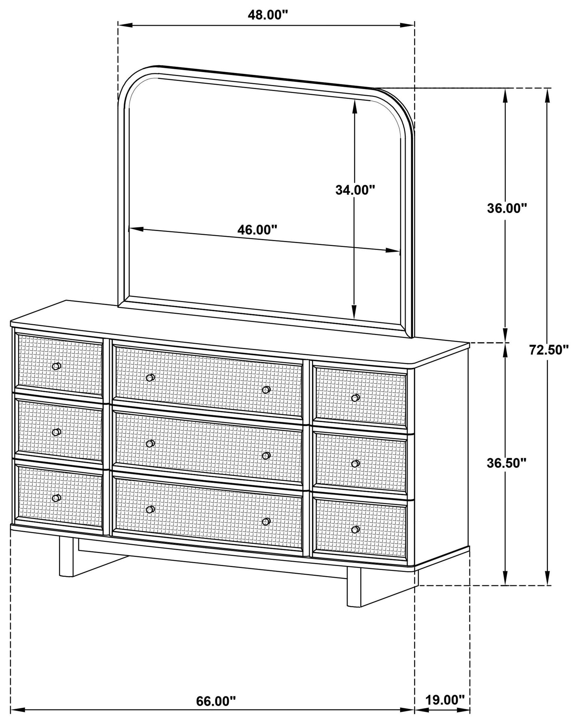 Kailani Beige Oak 9 Drawer Dresser With Mirror