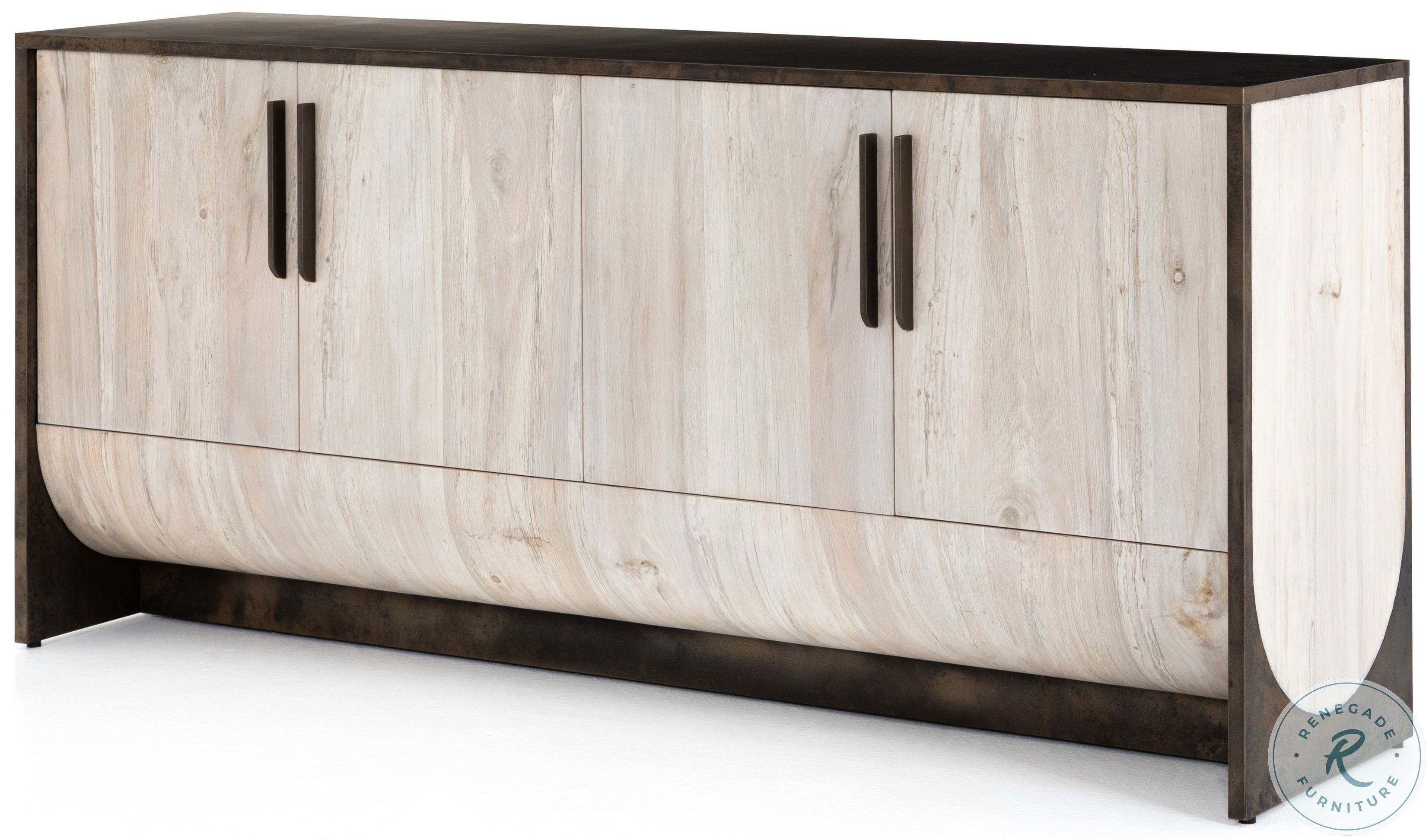 Loros Bleached Spalted Oak And Distressed Iron Sideboard from Four