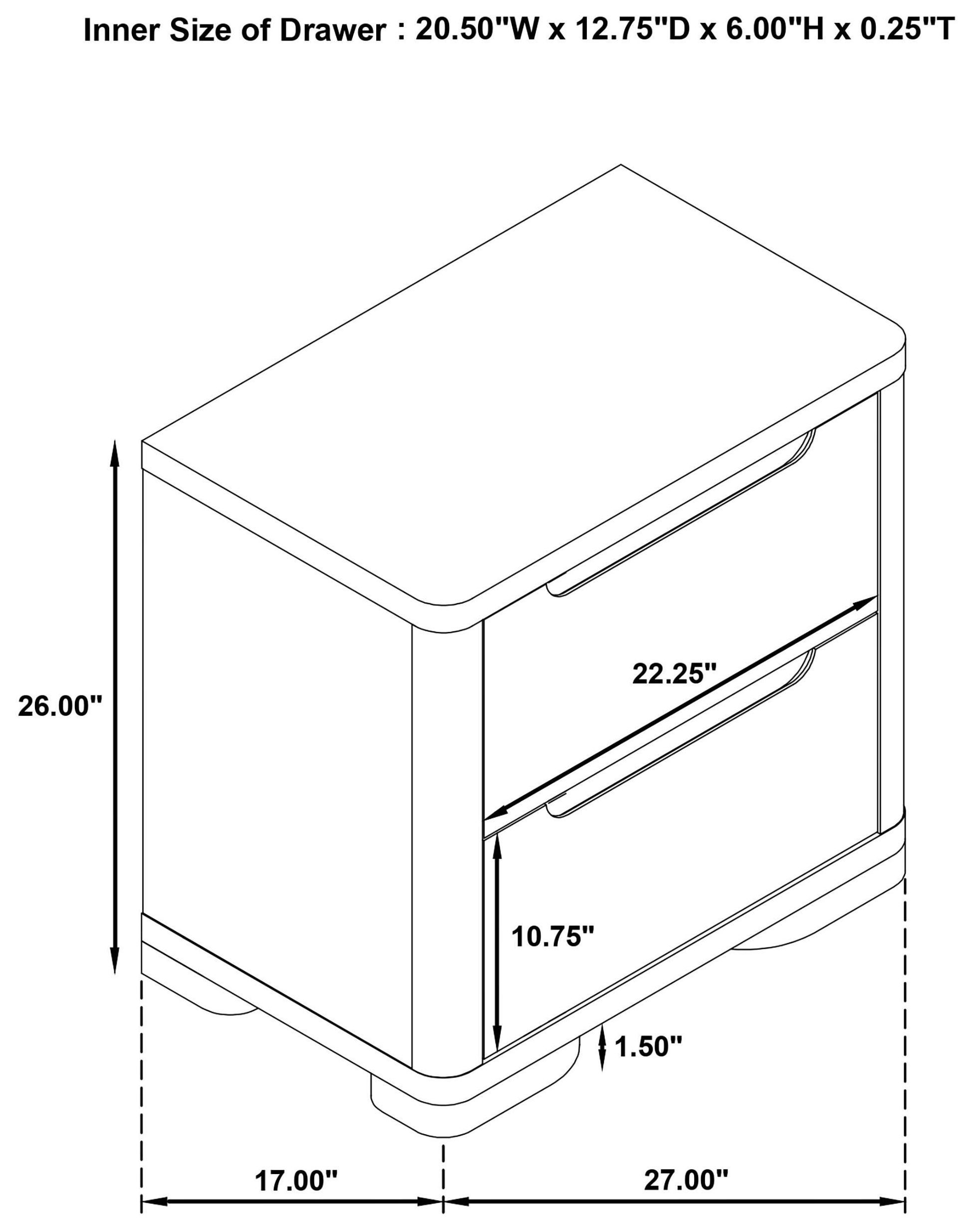 Ladera Light Elm 2 Drawer Nightstand