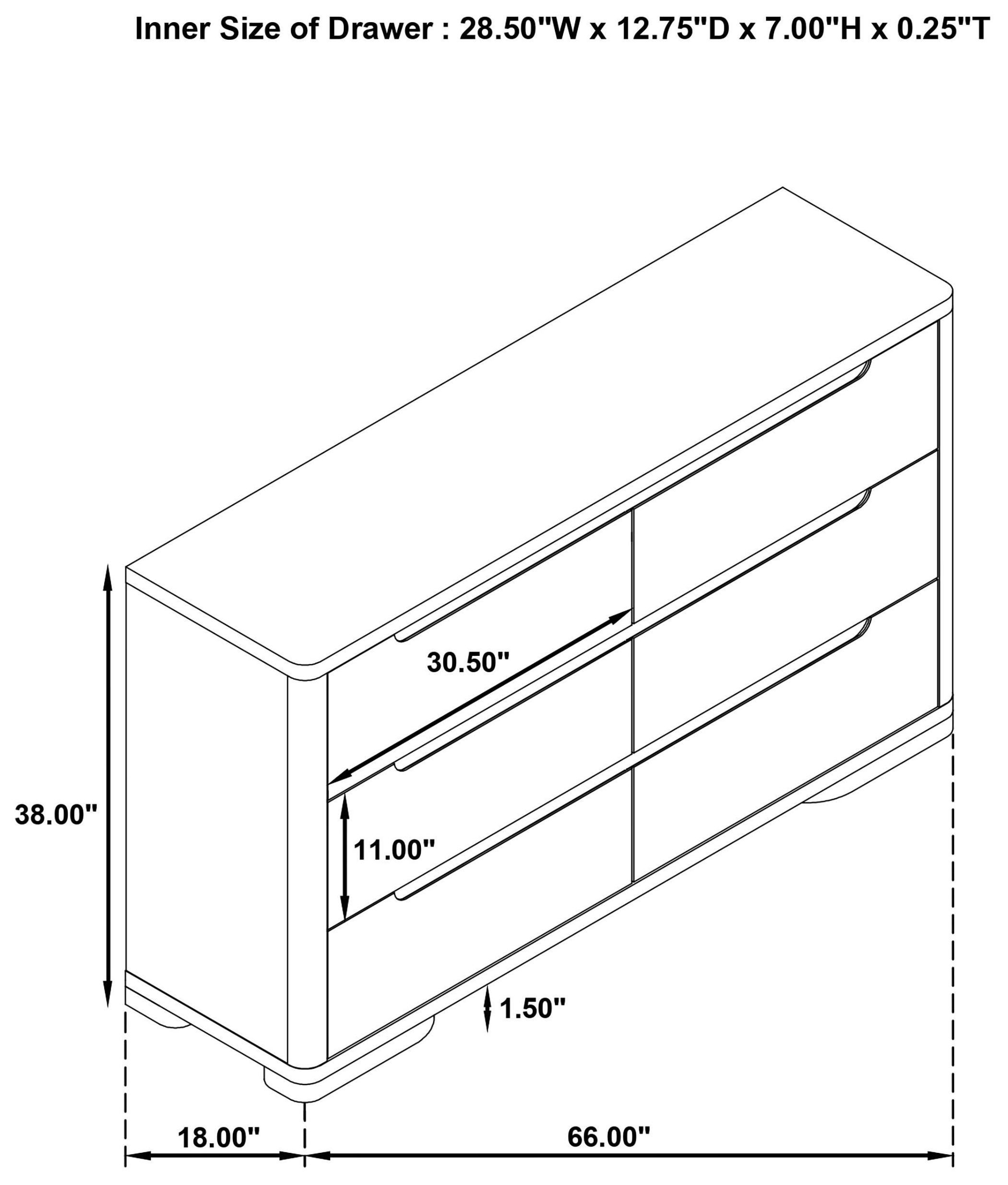 Ladera Light Elm 6 Drawer Dresser
