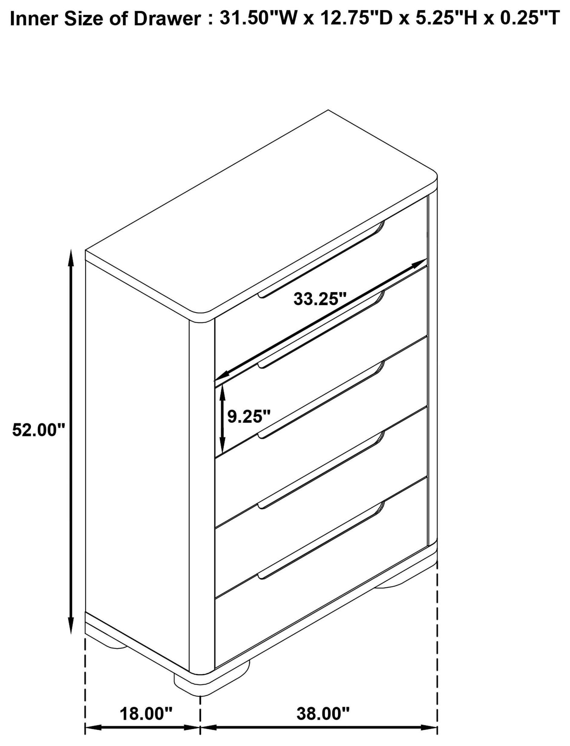 Ladera Light Elm 5 Drawer Chest