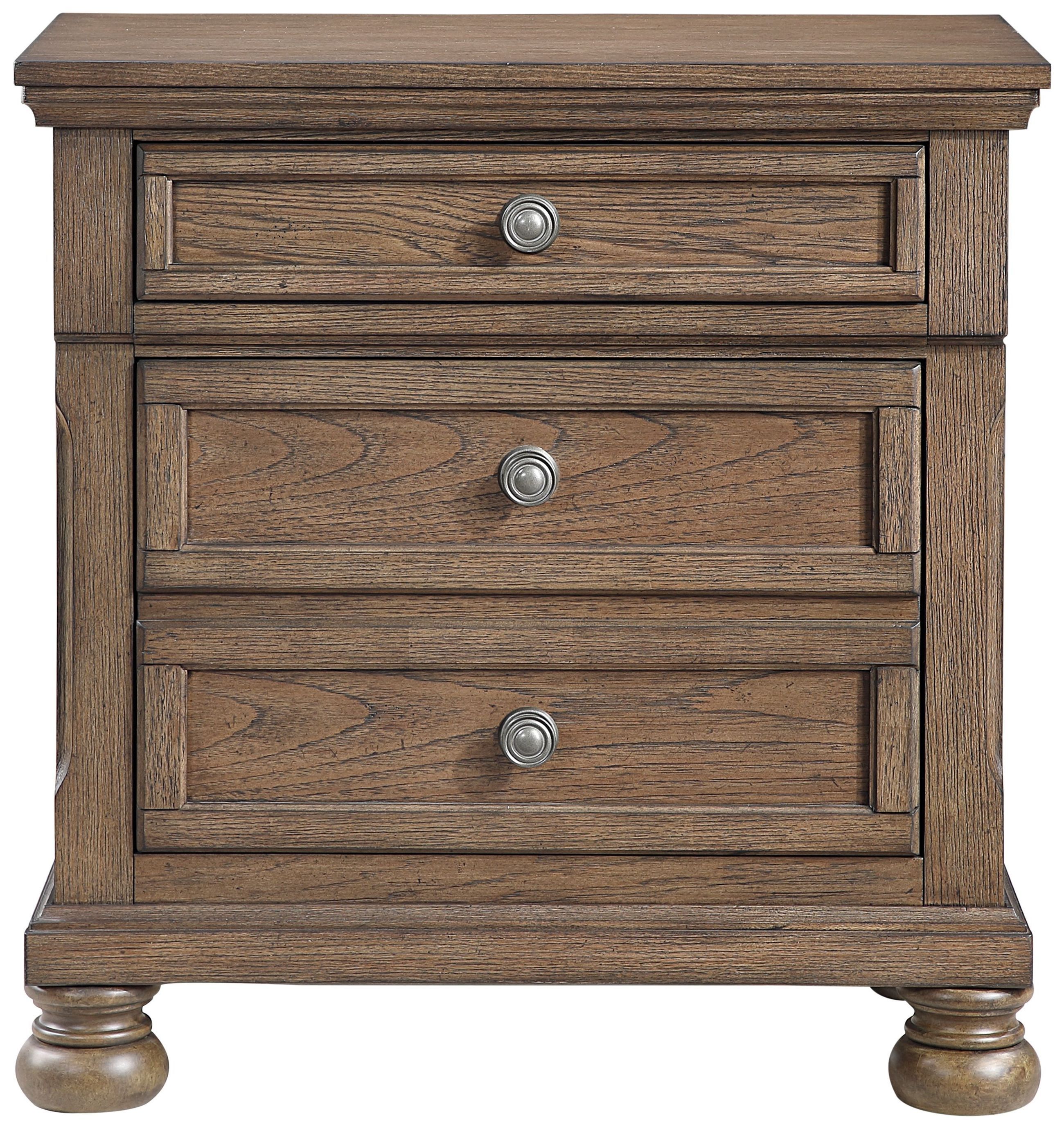 Bethel Wire Brushed Antique Brown 3 Drawer Nightstand From