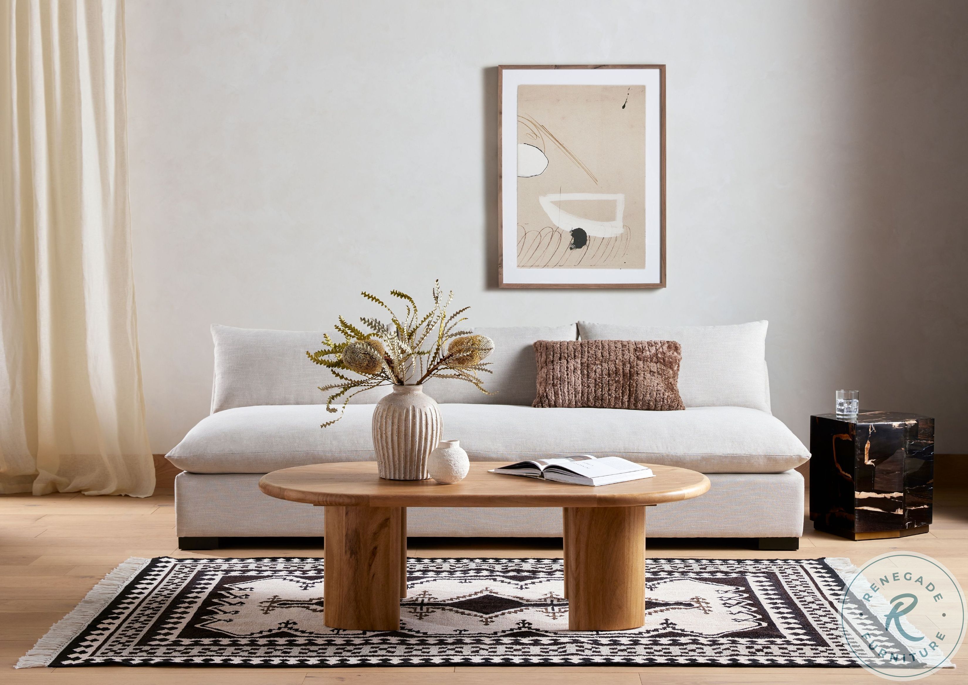 Shep Polished Petrified Wood End Table from Four Hands Coleman Furniture