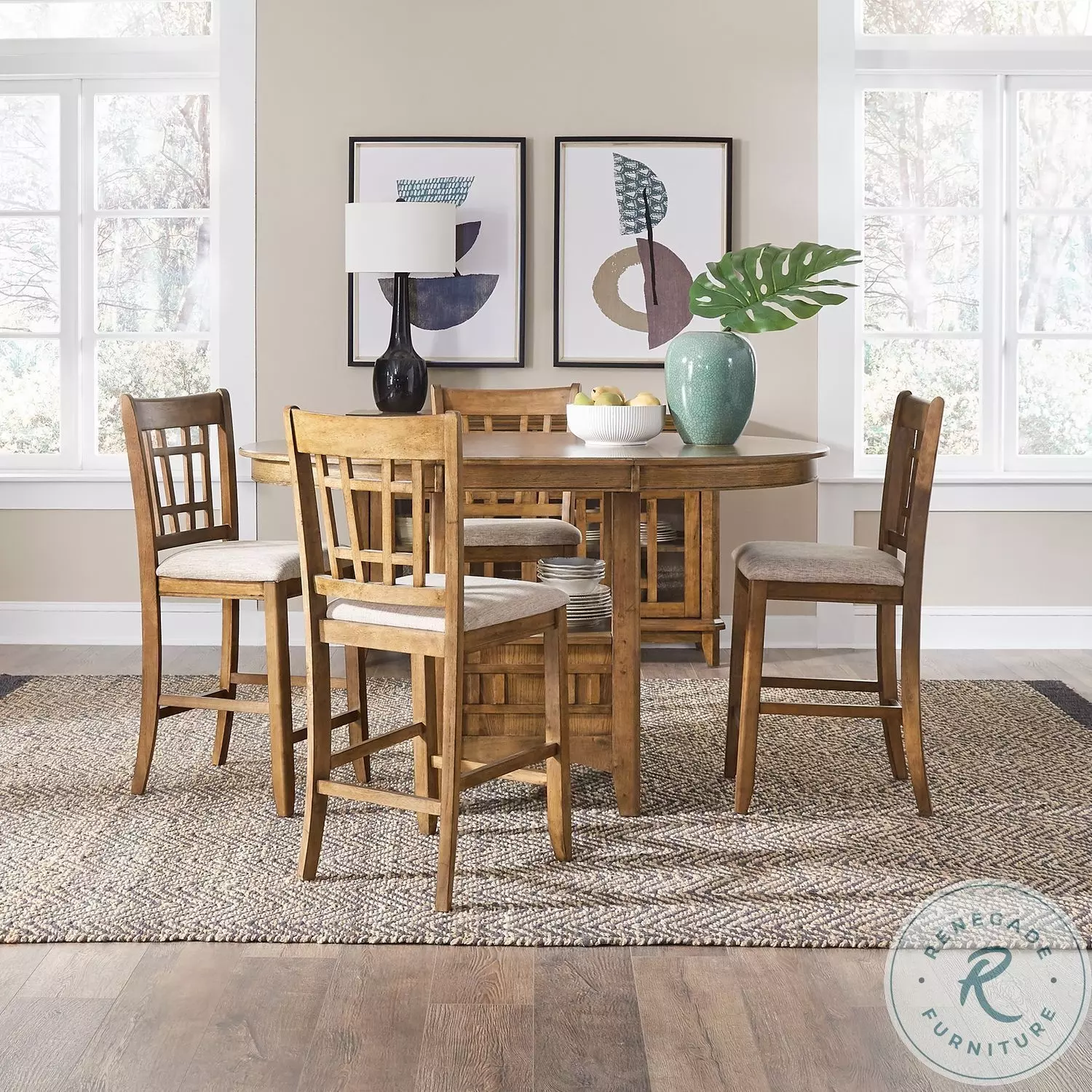 Santa Rosa II Antique Honey Drop Leaf Extendable Pub Table Set from ...