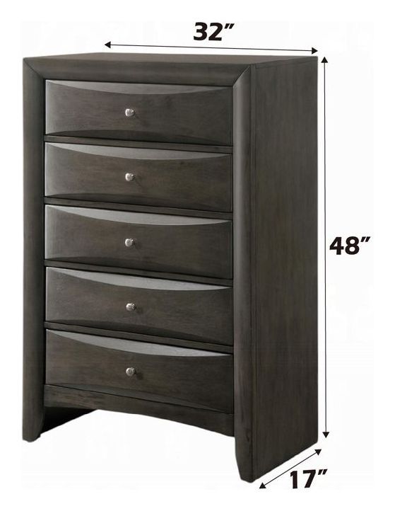Ireland Gray Oak 5 Drawer Chest