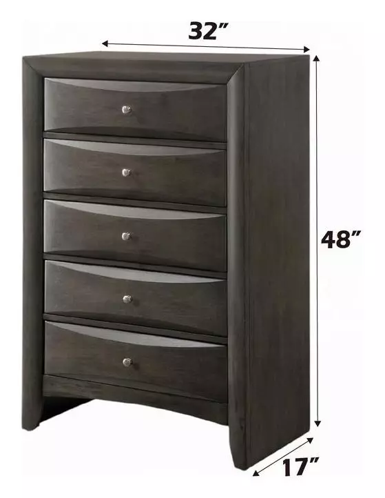 Ireland Gray Oak 5 Drawer Chest