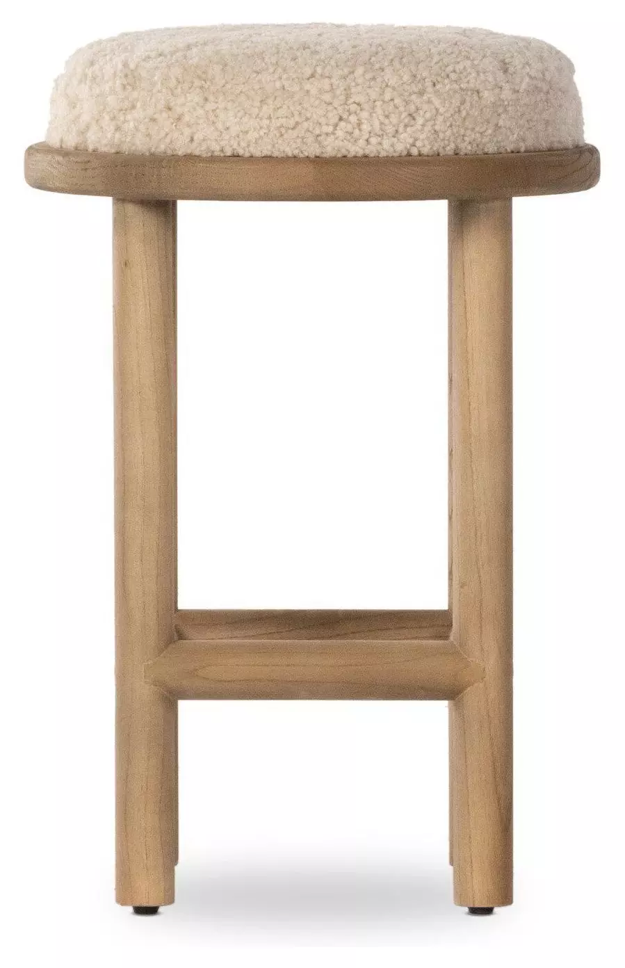 Sawyer Rustic Lodge Beige Upholstered Shearling Brown Wood Counter Stool