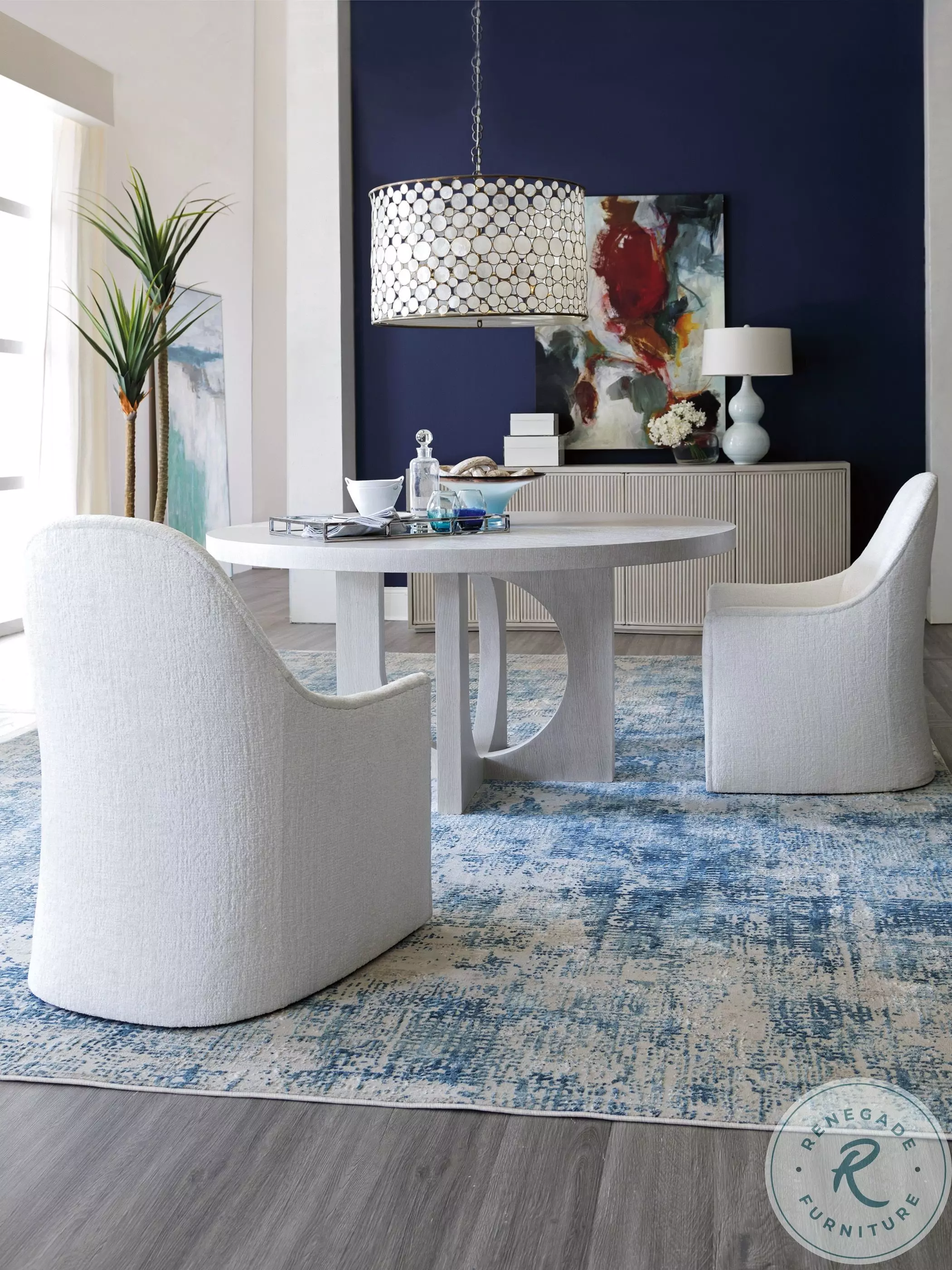 Signature Designs Misty White Gray Apostrophe Round Dining Room Set ...