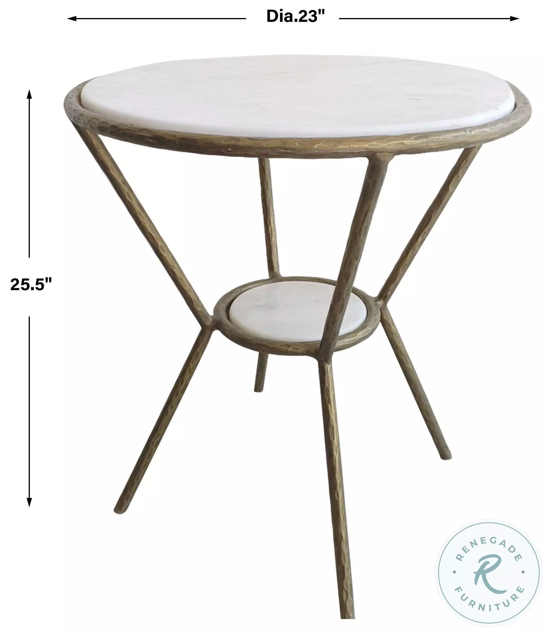 Interlude Antique Gold Marble Top Side Table