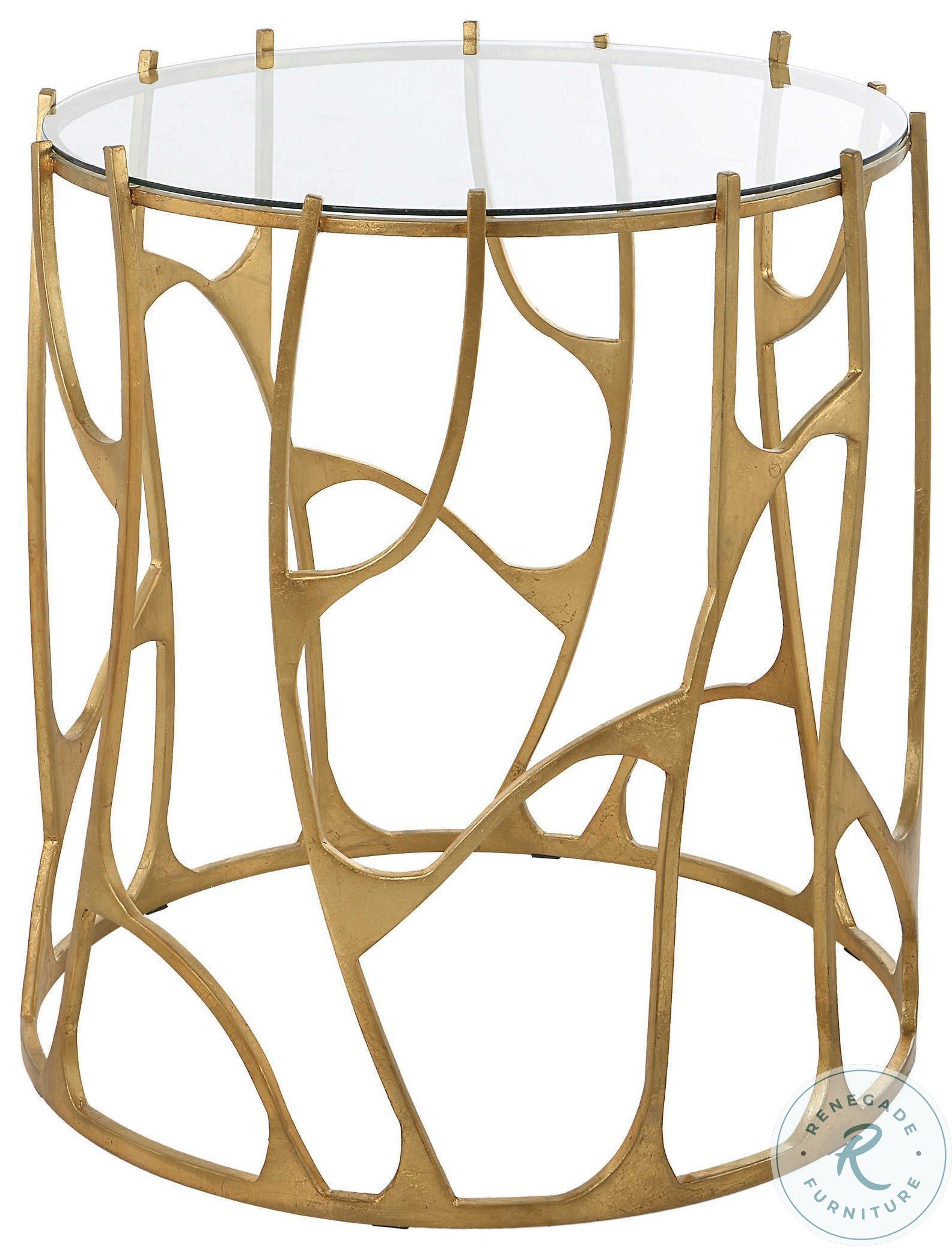 Round Gold Glass Side Table main image 1