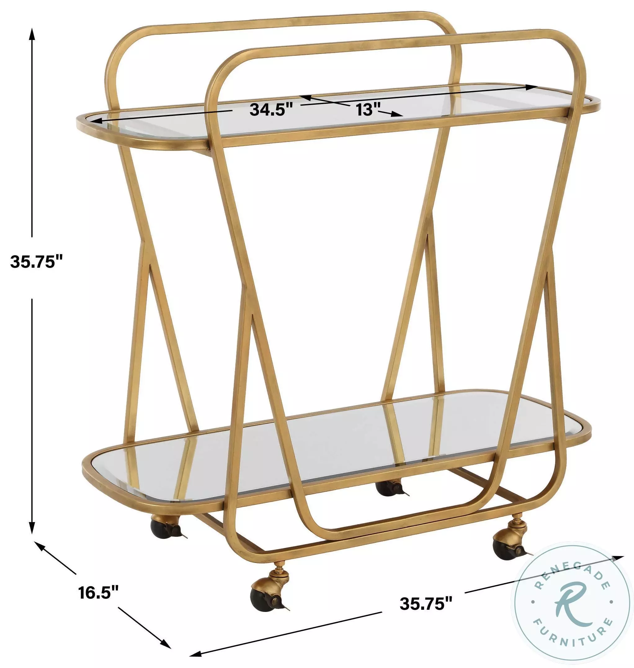 Corisande Antique Brass Serving Cart