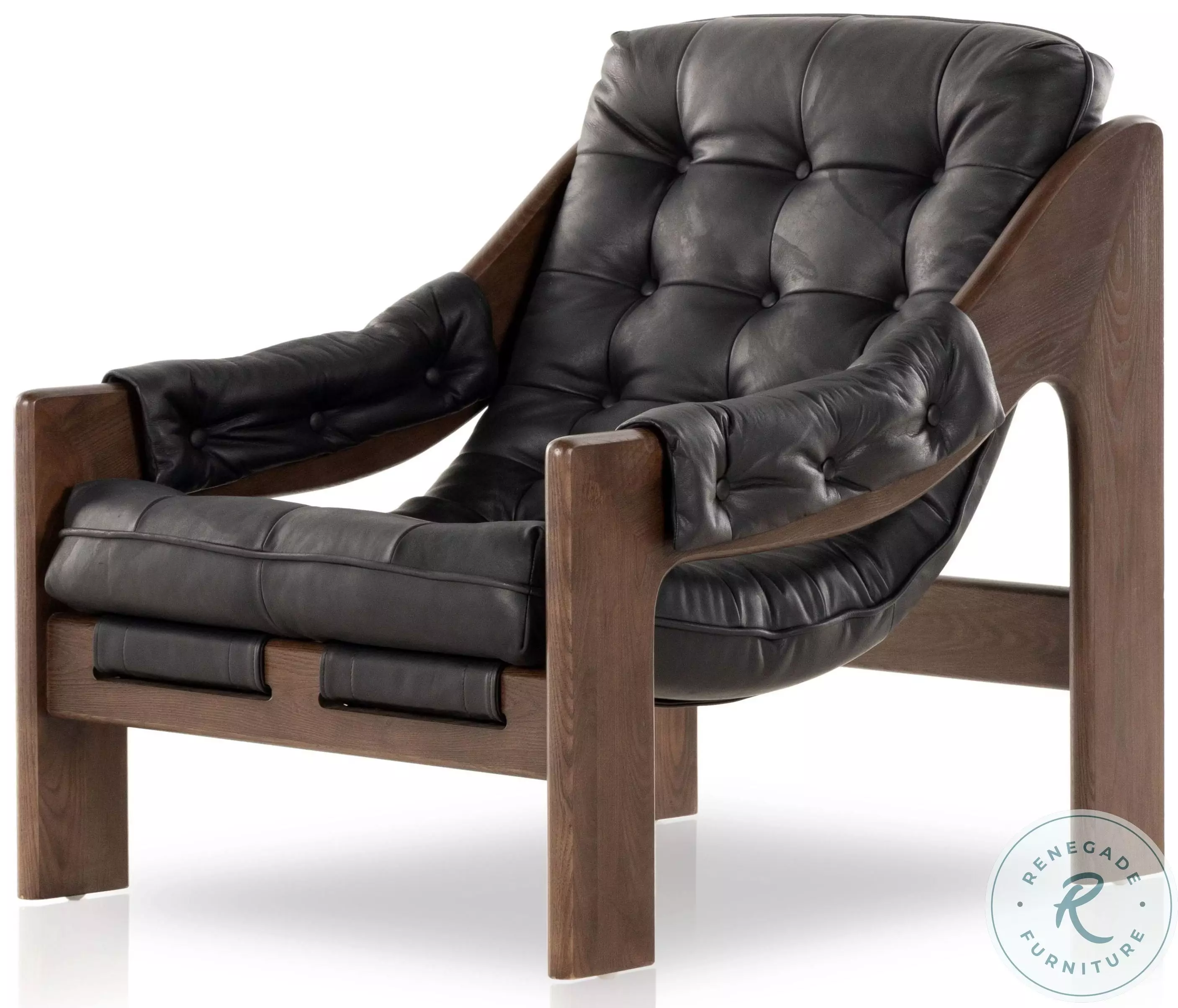 Halston Heirloom Black Leather Chair from Four Hands | Coleman