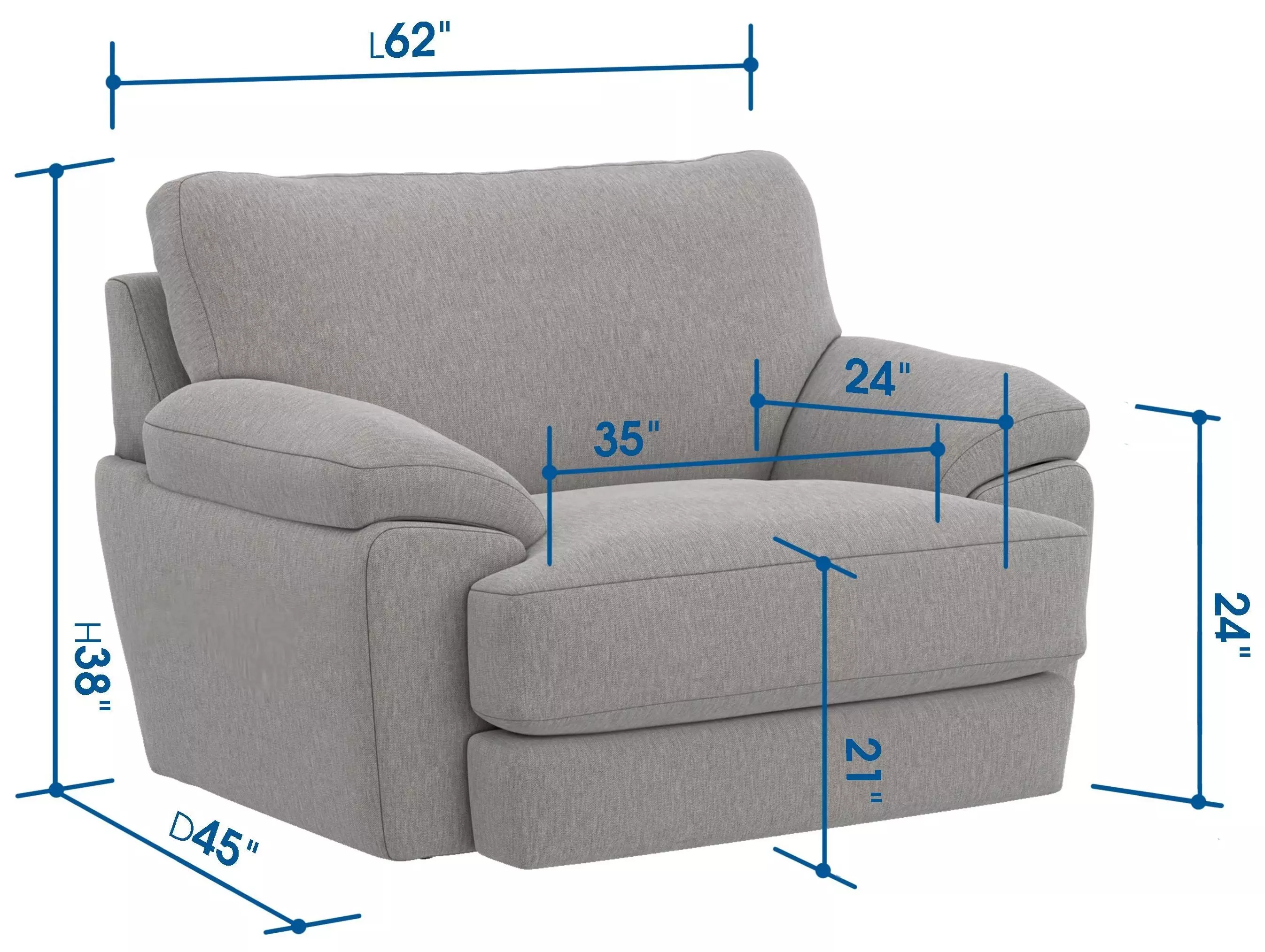 Jaden Steel Upholstered Chair and A Half with Pillows