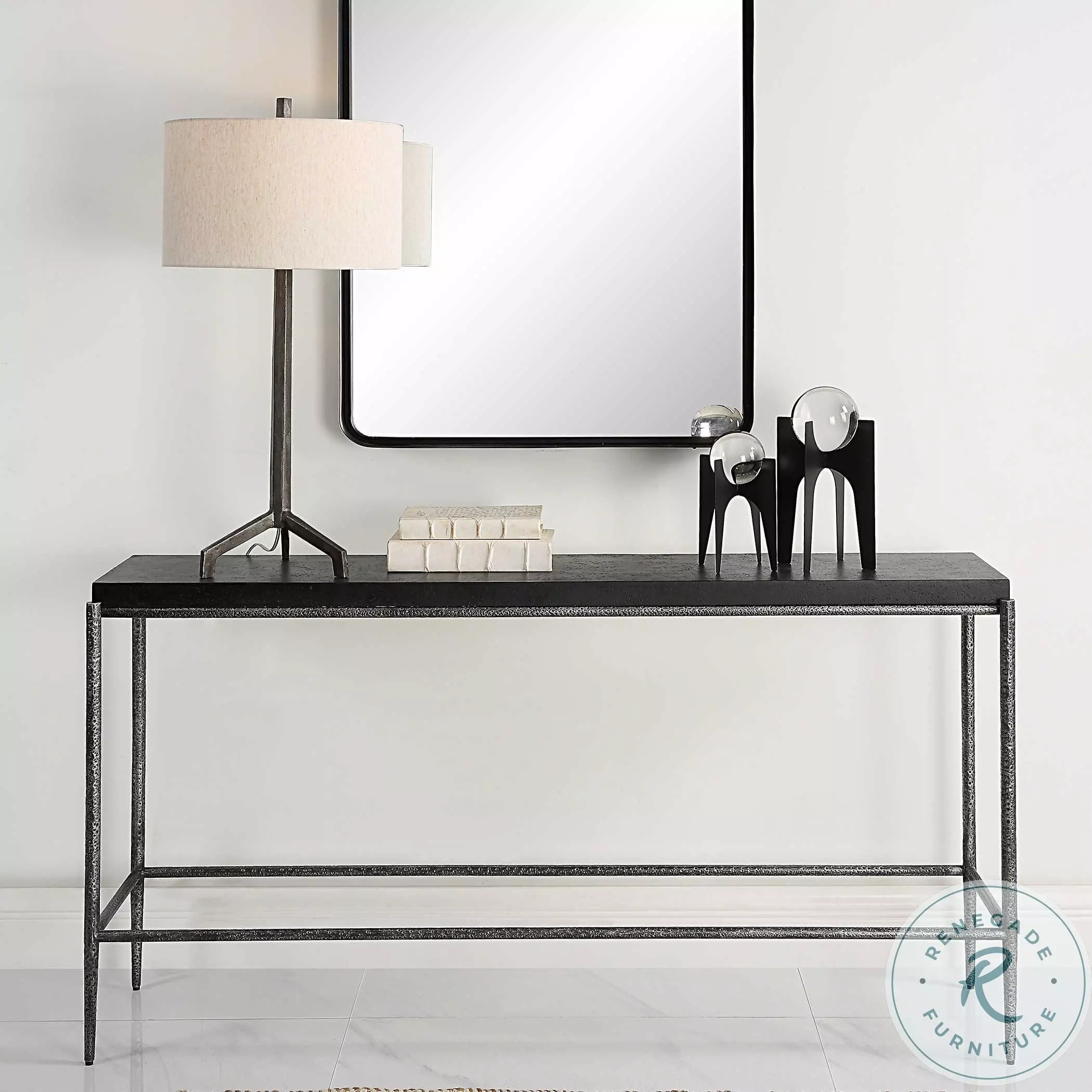 Crescendo Dark Silver And Black Concrete Console Table From